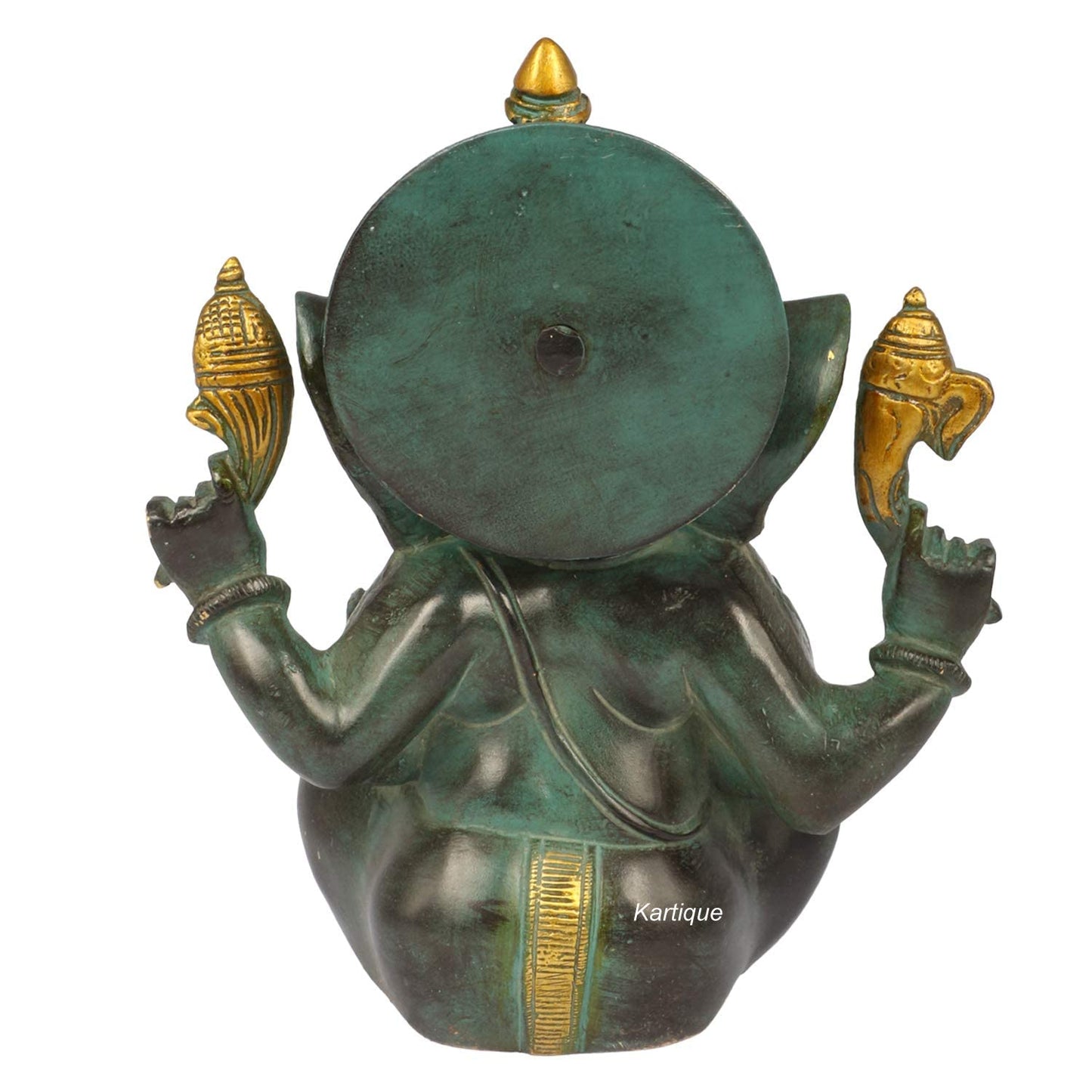 Brass Ganesha Idol for Home Decoration Ganpati Statue Murti for Gift Height 8 Inch Weight 3 Kg Color Green - SvarupArt
