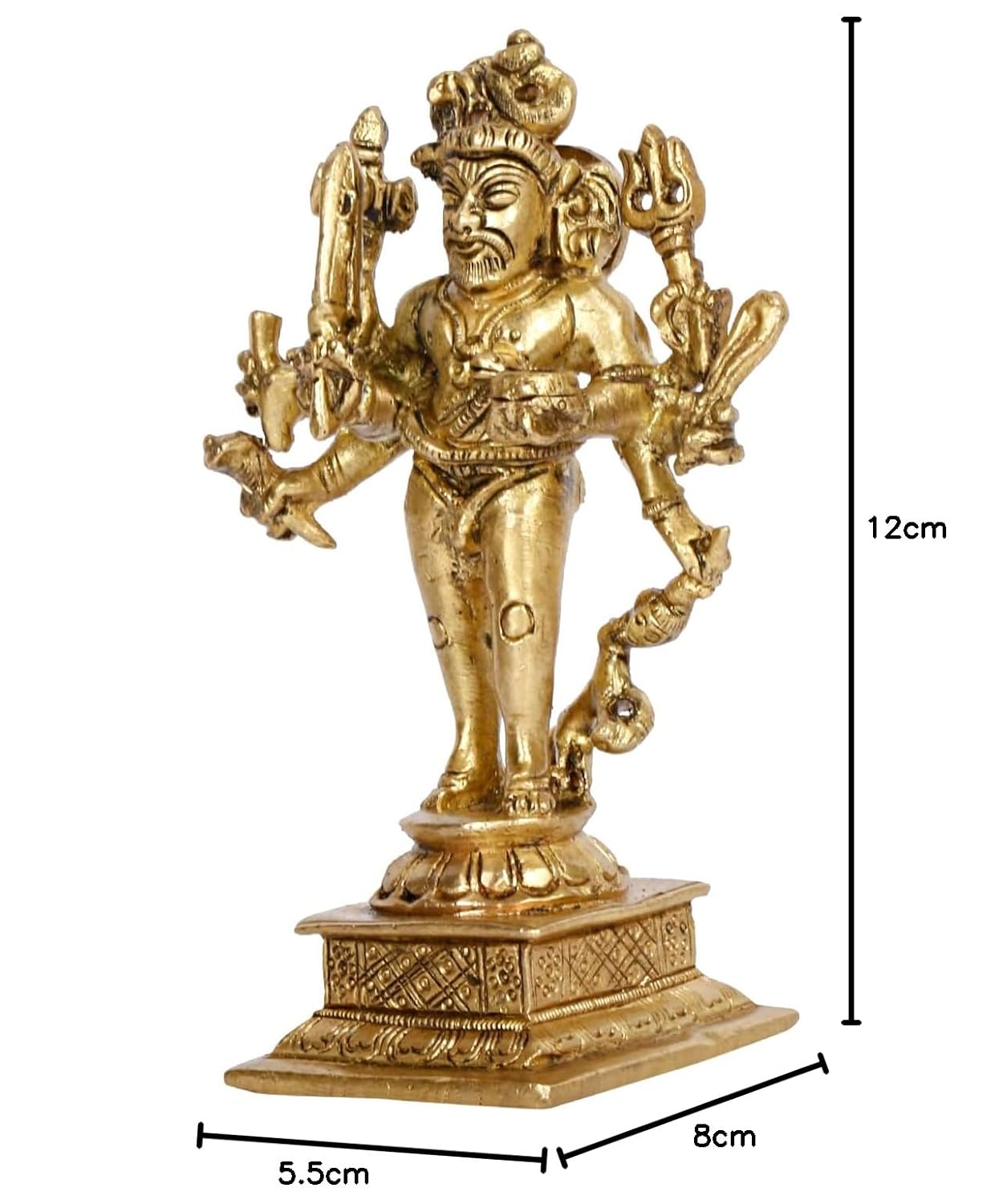 Brass Idol Kaal Bhairava Mahakala Bahirav Hindu Tantric Deity, Avatar of Siva Golden 5 Inch - SvarupArt