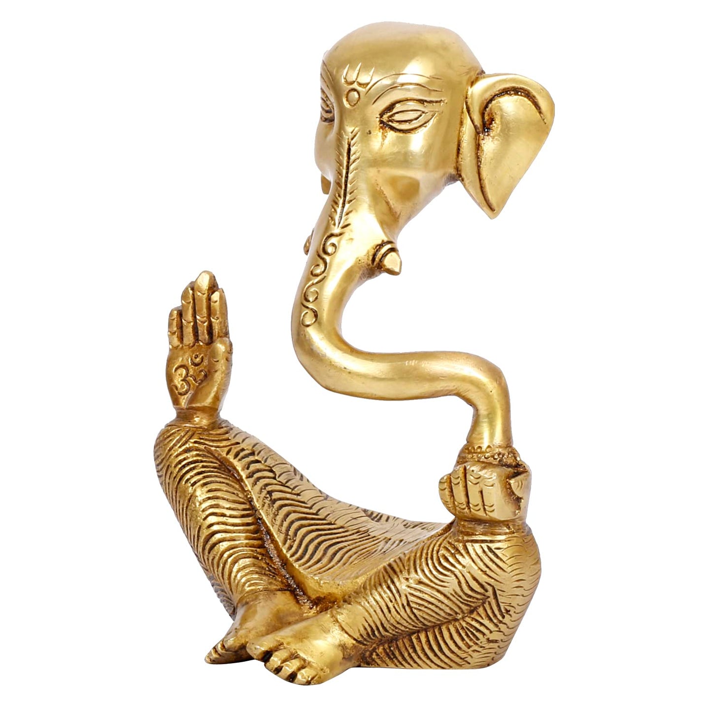 Brass Trunk Ganesha Idol Modern Art Ganesh Ganpati Murti Religious Statue for Good Luck & Success Gift Height 6 Inch. - SvarupArt