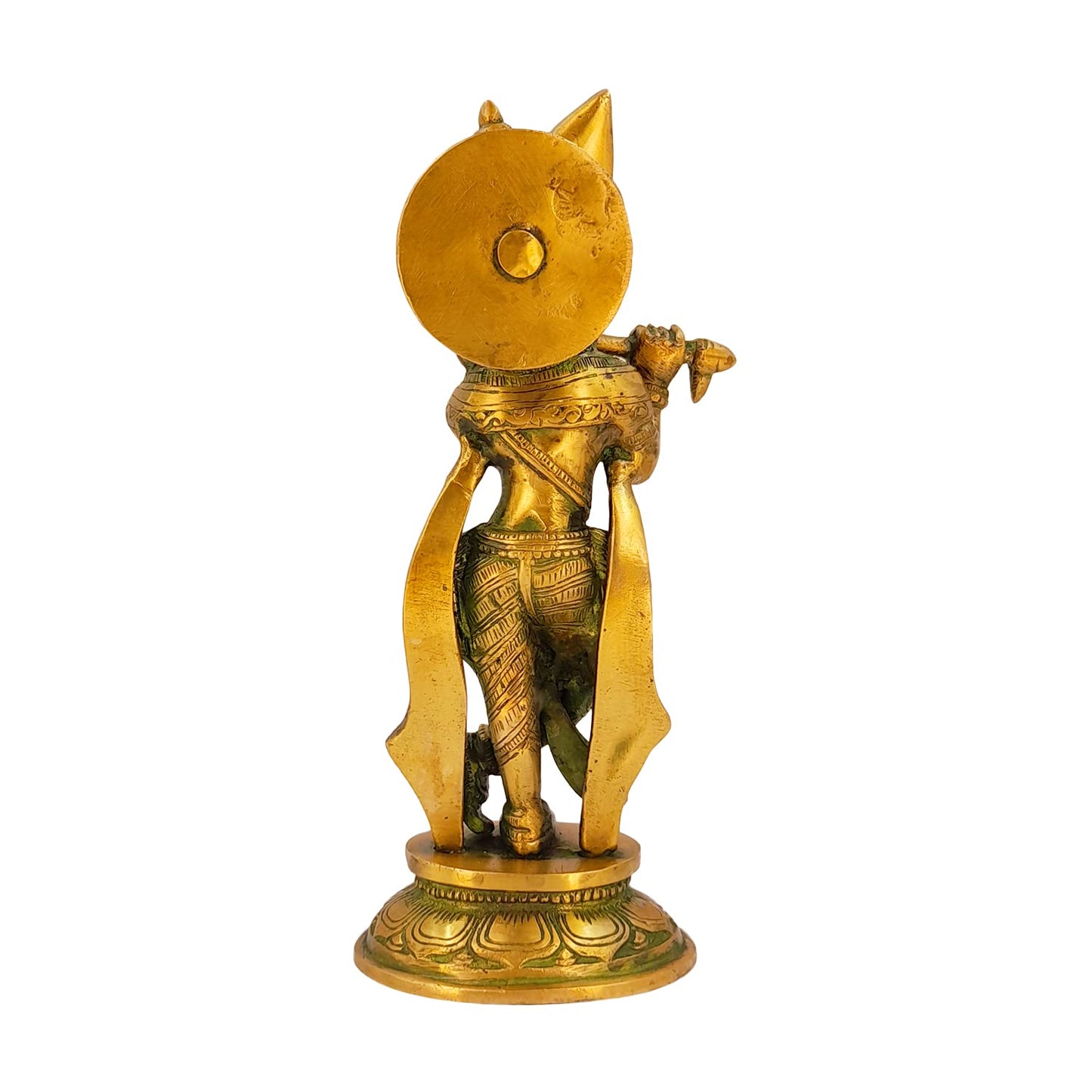 Brass Krishna Bhagwan Idol in Multicolor Height 9 Inch - SvarupArt