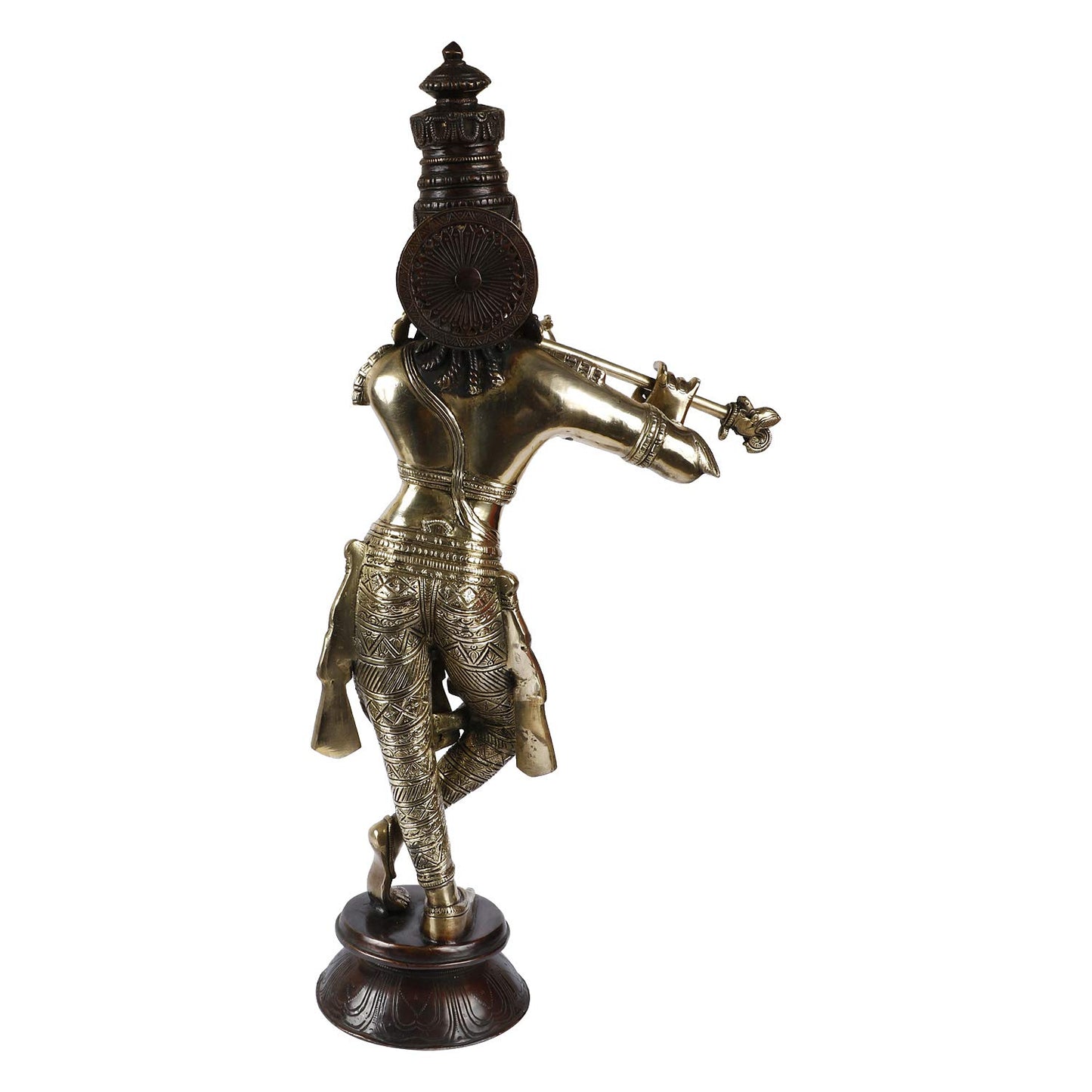 Brass Krishna Bhagwan Idol Murli Kishan Murti Playing Bansuri Gift for Home Mandir Decor Marriage Height 23 Inch - SvarupArt