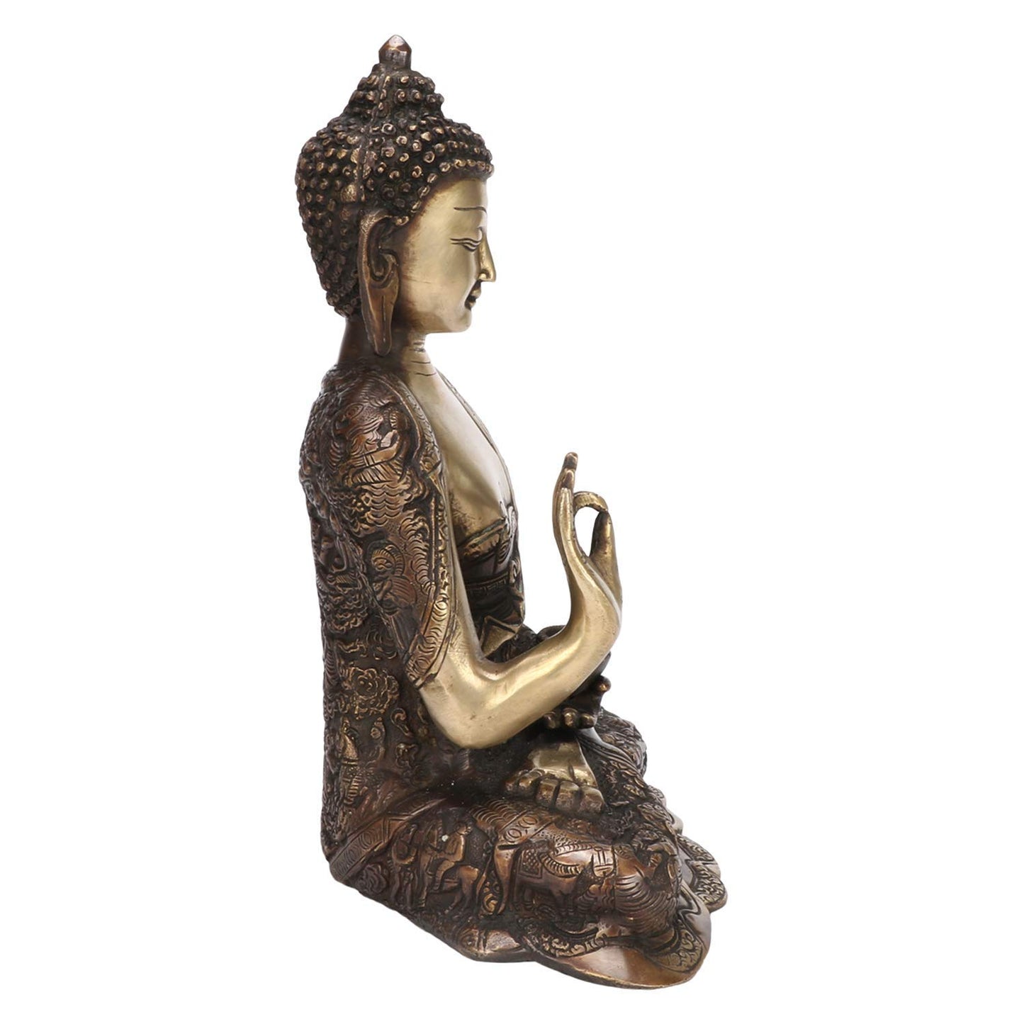 Brass Gautam Buddha Idol Statue Murti Draped in Stone Embellished Shawl for Home Decoration Blessing Buddha Height 12 Inch - SvarupArt