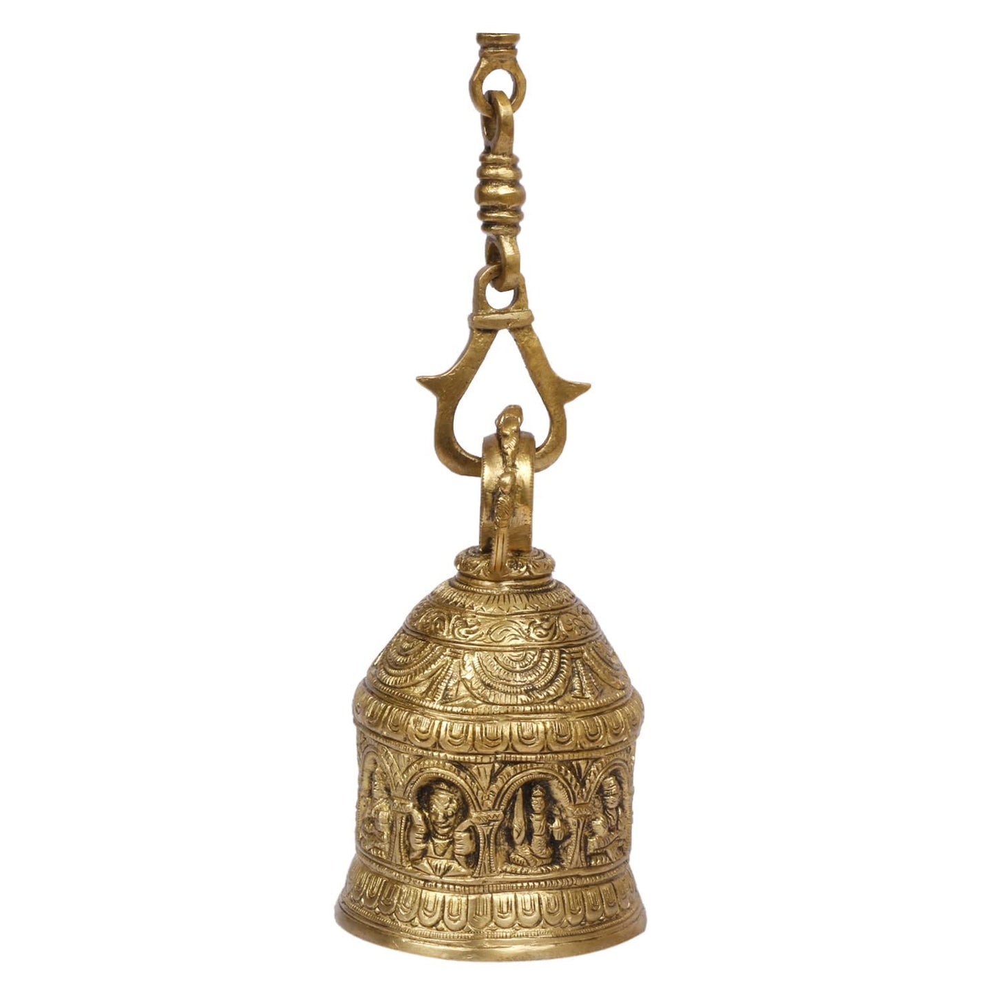 Brass Ganesha Hanging Bell for Home Decoration Ganpati Statue Murti on Bell for Gift Height 6 Inch Weight 2.5 Kg Colour - SvarupArt