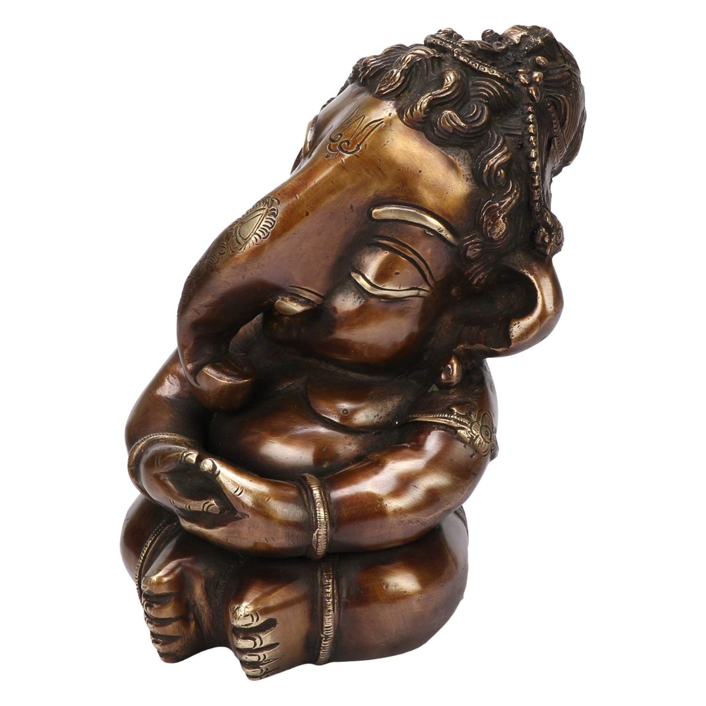 Brass Ganesha Idol for Home Decoration Ganpati Statue Murti for Gift Height 8.5 Inch Weight 5.2 Kg Color Bronze - SvarupArt