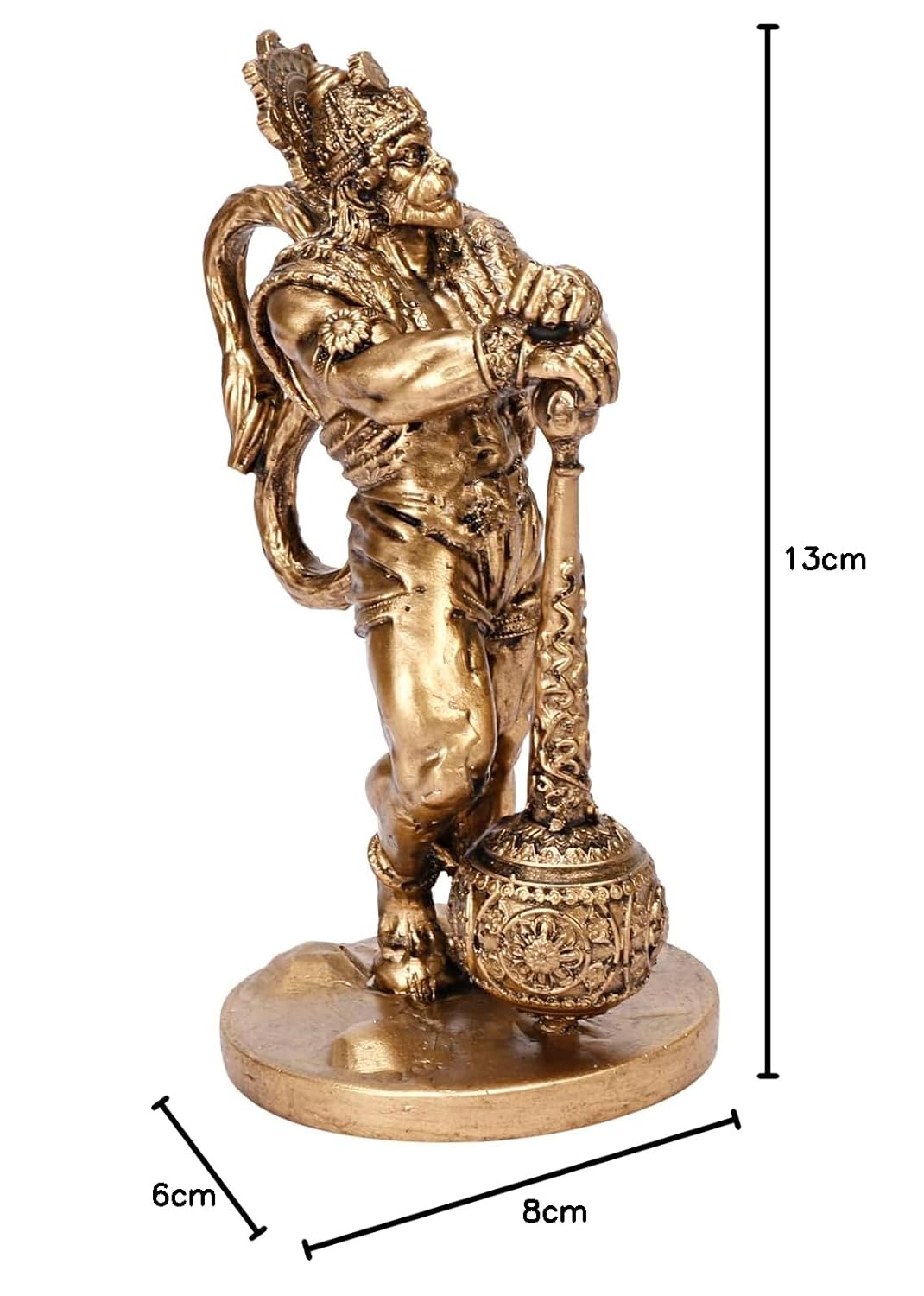 Warriors Lord Hanuman Ji Resin Murti Bajrangbali Bhagwan Sankat Mochan Statue for Pooja Home Decor Gift 5 Inch - SvarupArt