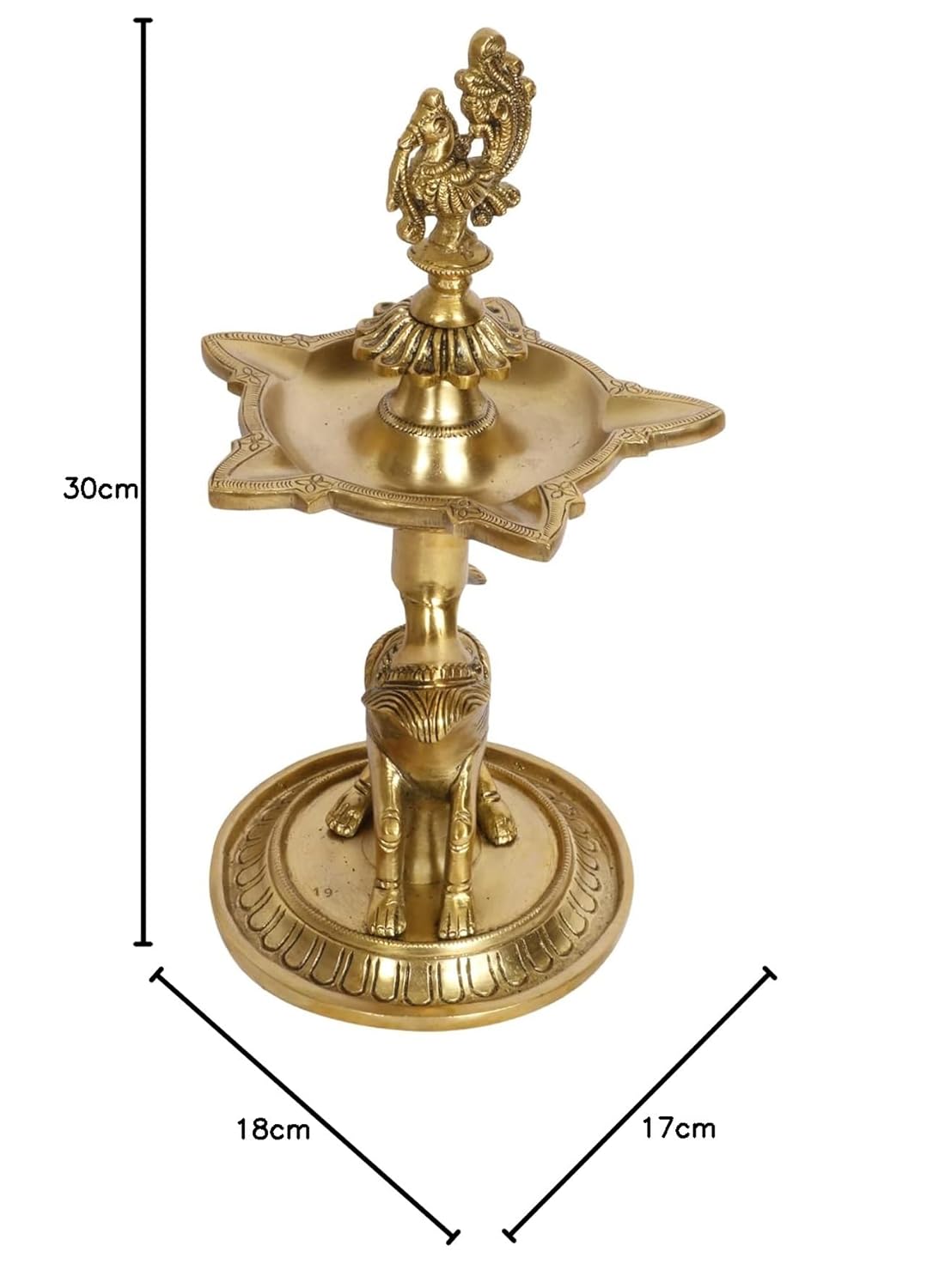 Brass Oil Lamp Diya Deepam for Temple Aarti Deepak Pooja Camphor Kapoor Kapur Burner Hand held Dia Puja Jyot - SvarupArt