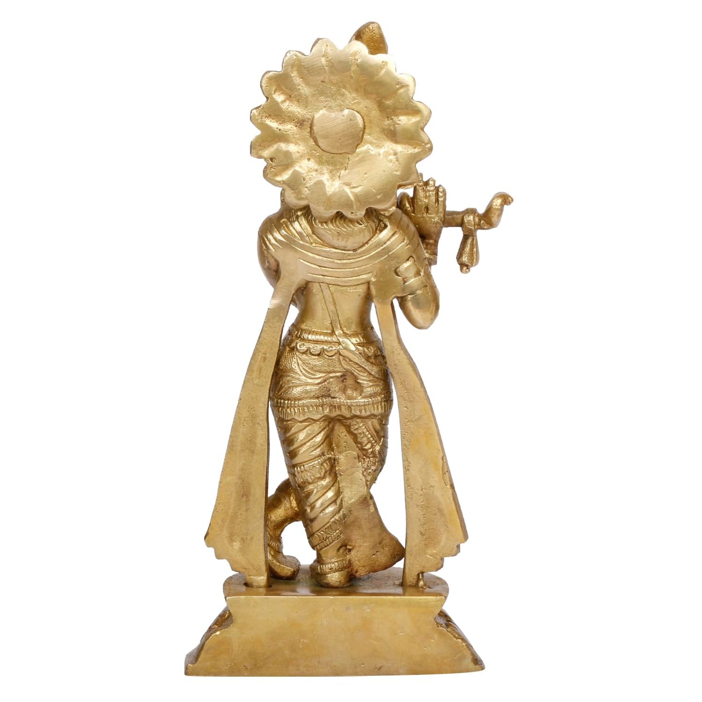 Brass Krishna Murti in Antique Gold Color Height 8 Inch Standard 1 Pcs. - SvarupArt