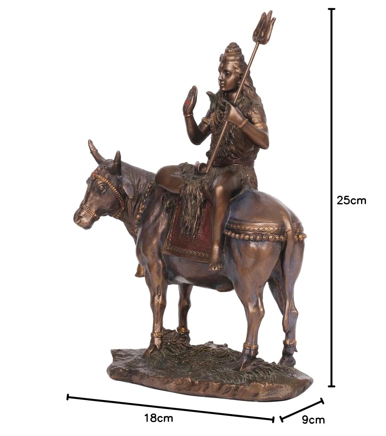 10-Inch Lord Shiva With Nandi Resin Statue - SvarupArt