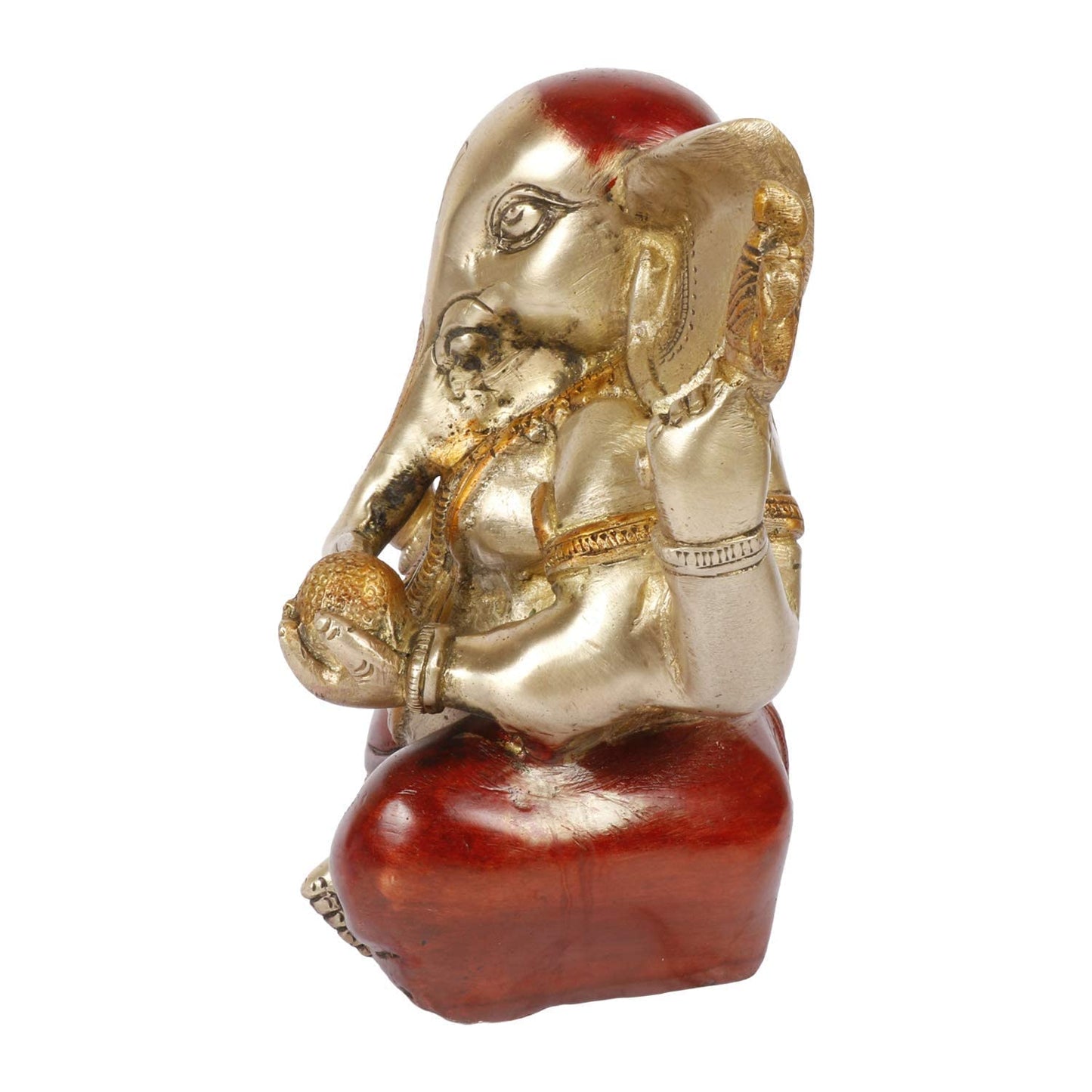 Brass Ganesha Idol for Home Decoration Ganpati Statue Murti for Gift Height 6.5 Inch Weight 3 Kg Color Multicolor - SvarupArt