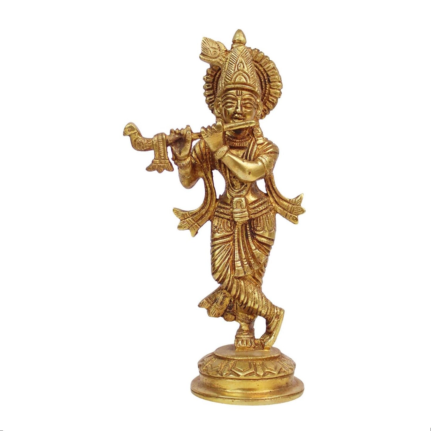 Brass Krishna Bhagwan Idol Statue God Love Murti for Home Decor Living Room Pooja Temple Sculpture Gift Height 7.5 Inch - SvarupArt