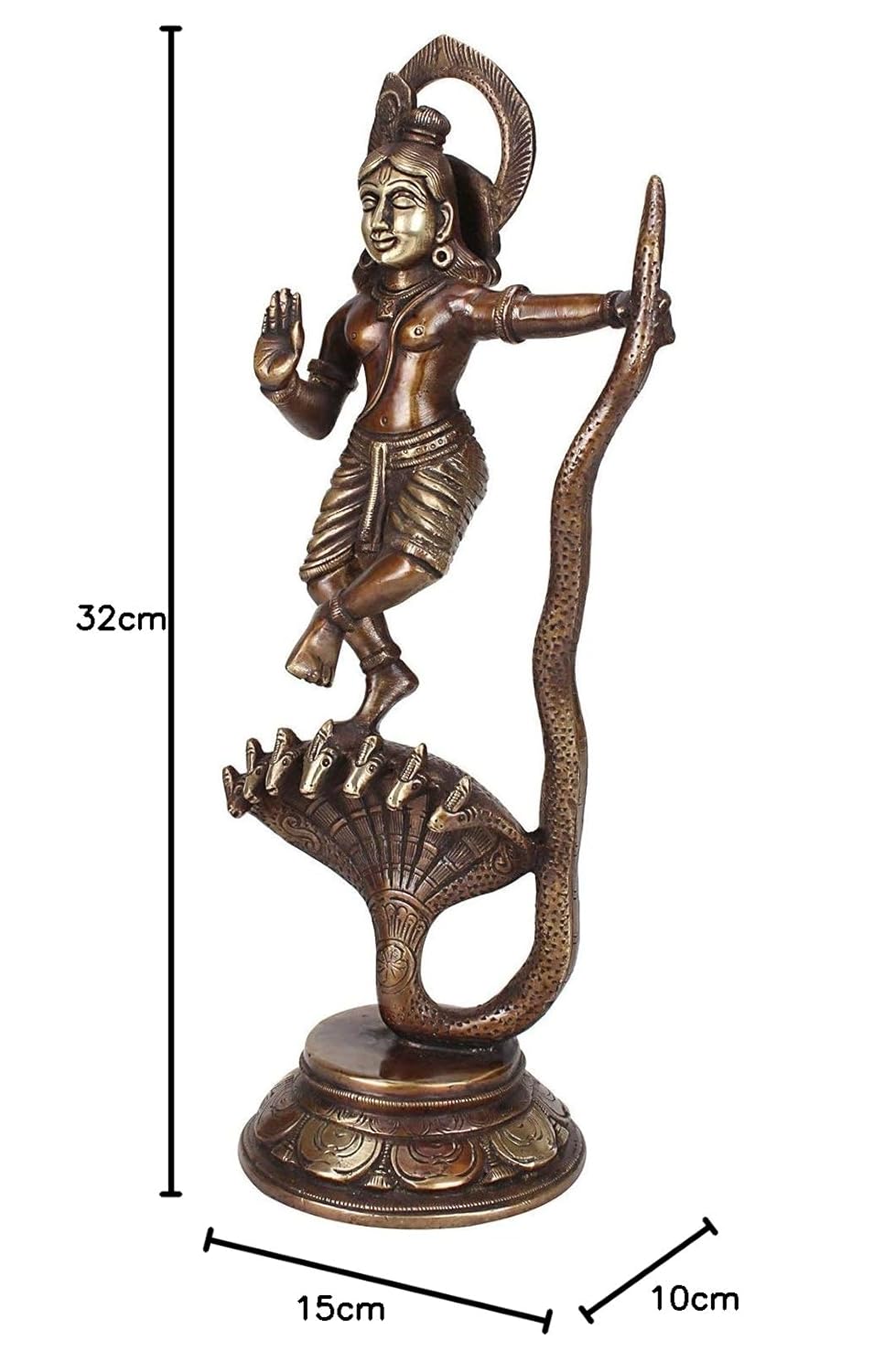 Brass Krishna Bhagwan Idol Murli Kishan Murti Playing Bansuri Gift for Home Mandir Decor Marriage Height 12.5 Inch - SvarupArt