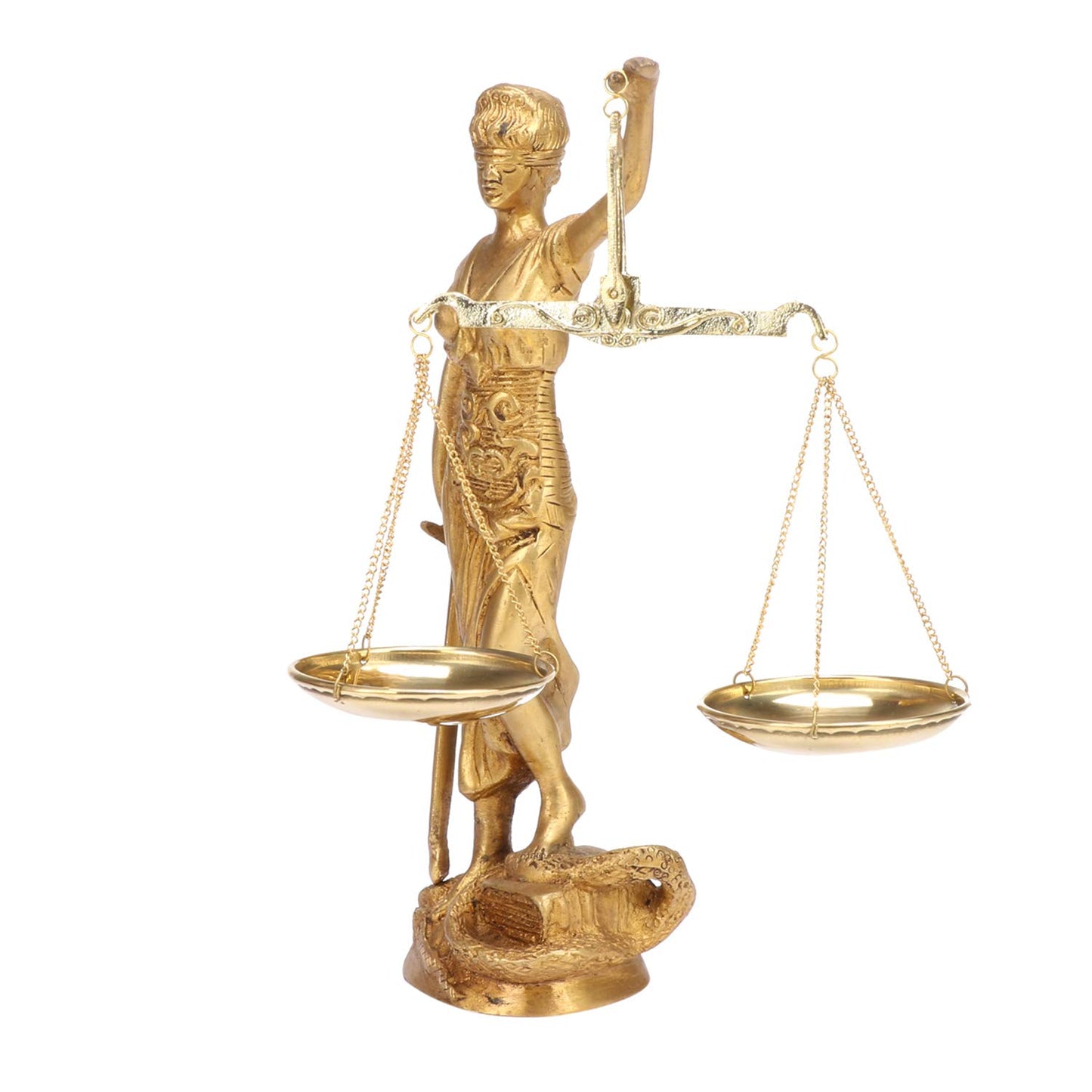 Brass Justice Lady Law and Equality Blind Folded Idol Nyay Murti For Office Home Decor Height 9.5 Inch - SvarupArt