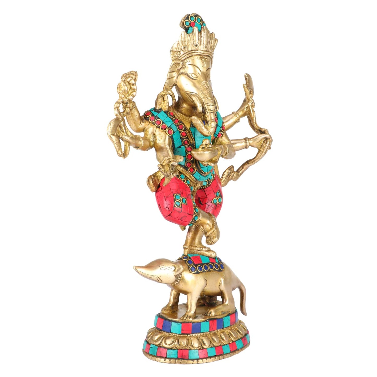 Brass Ganesha Idol for Home Decoration Ganpati Statue Murti for Gift Height 12 Inch Weight 2.5 Kg Color Multicolor - SvarupArt