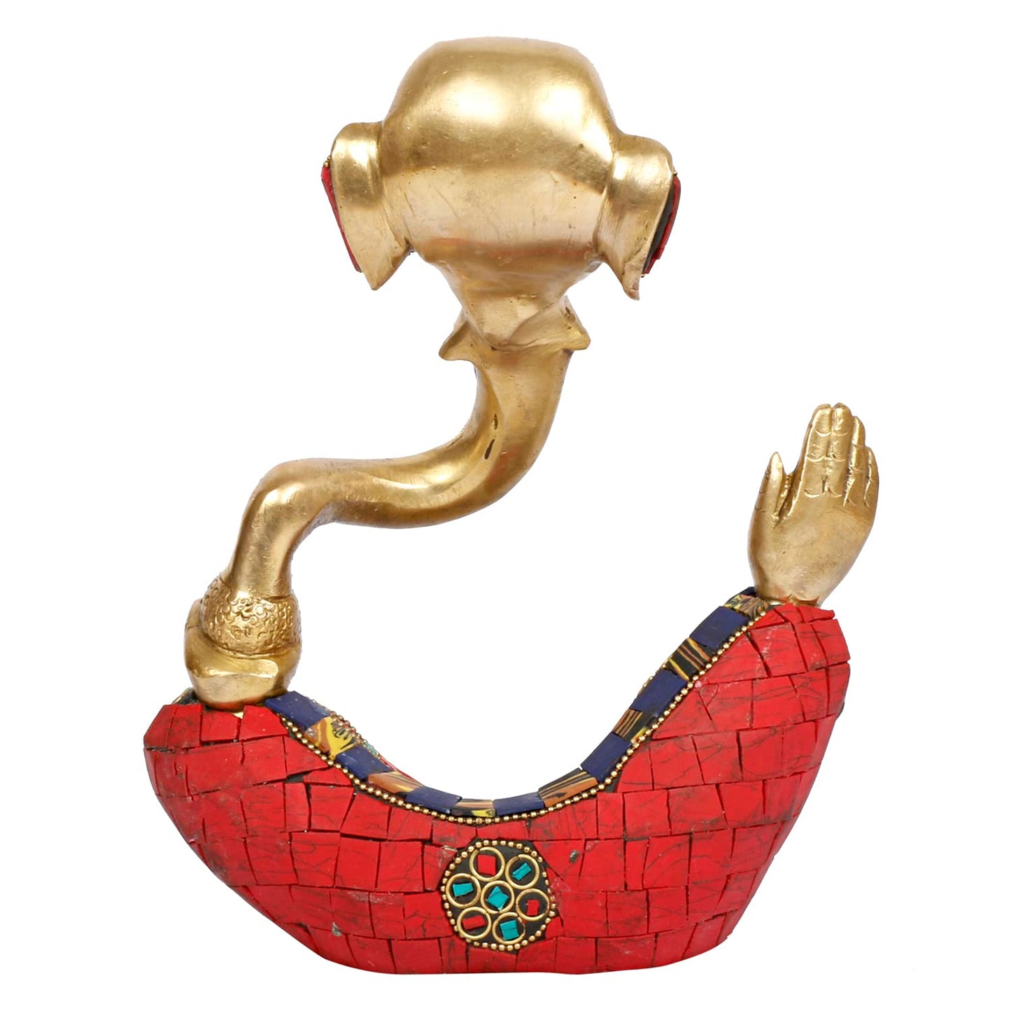 Brass Trunk Ganesha Idol Modern Art Ganesh Ganpati Murti Religious Statue for Good Luck & Success Gift Height 8 Inch. - SvarupArt