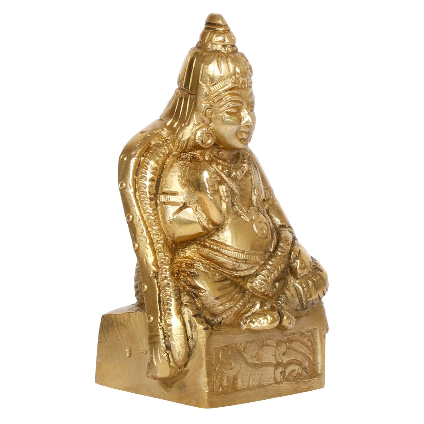 Brass Kuber Sitting Statue Yantra Showpiece Vastu Remedy Shri Kubera Idol for Good Luck Money and Feng Shui Gold Colour - SvarupArt