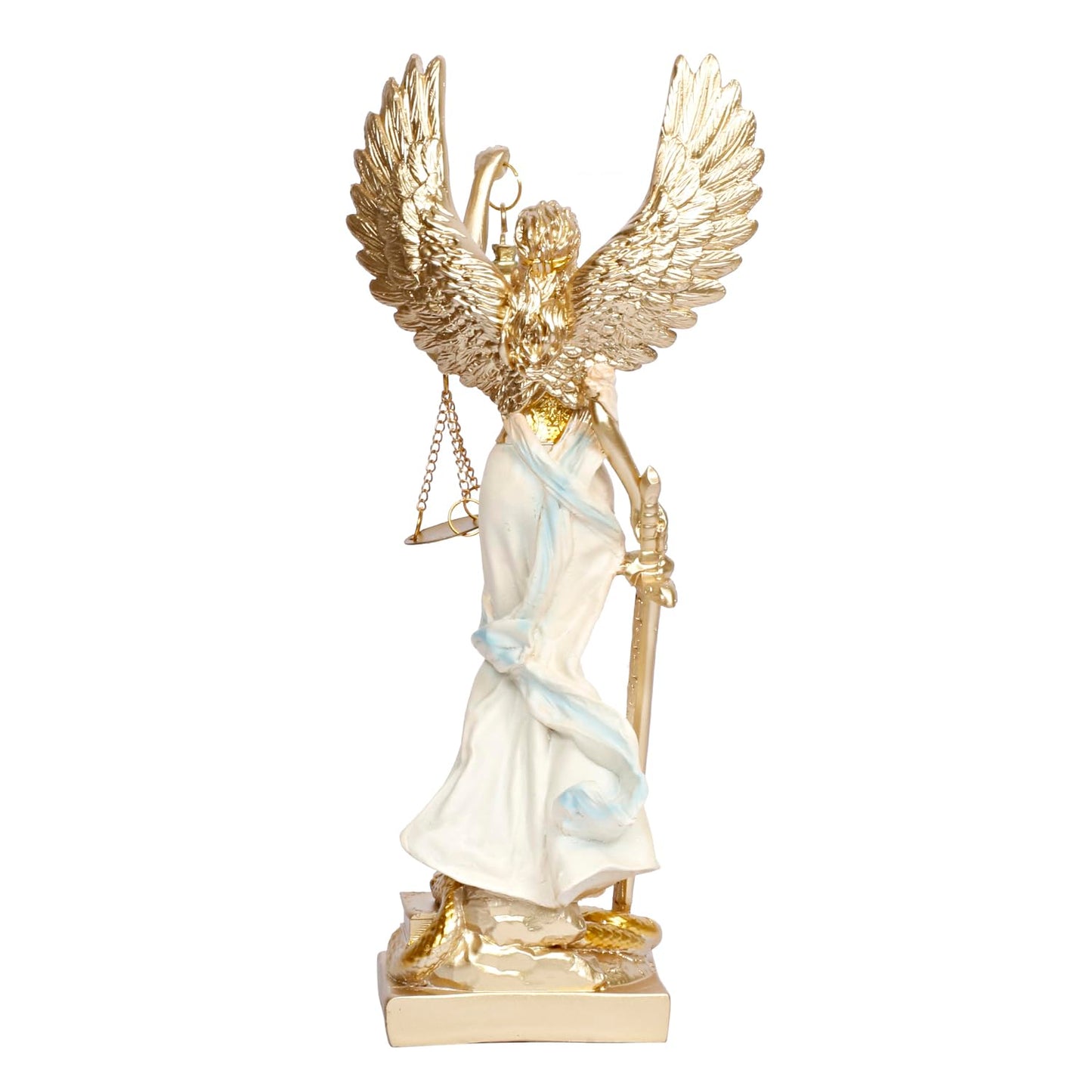 Lady Justice Statue Egyptian Angel Pari Justice Lady Of Law And Equality Andha Kanoon Multicolor 10 Inch - SvarupArt
