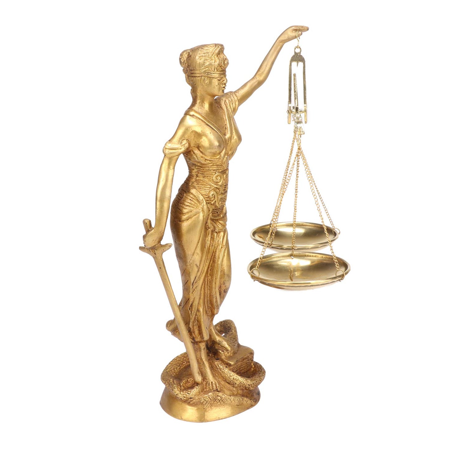 Brass Justice Lady Law and Equality Blind Folded Idol Nyay Murti For Office Home Decor Height 9.5 Inch - SvarupArt