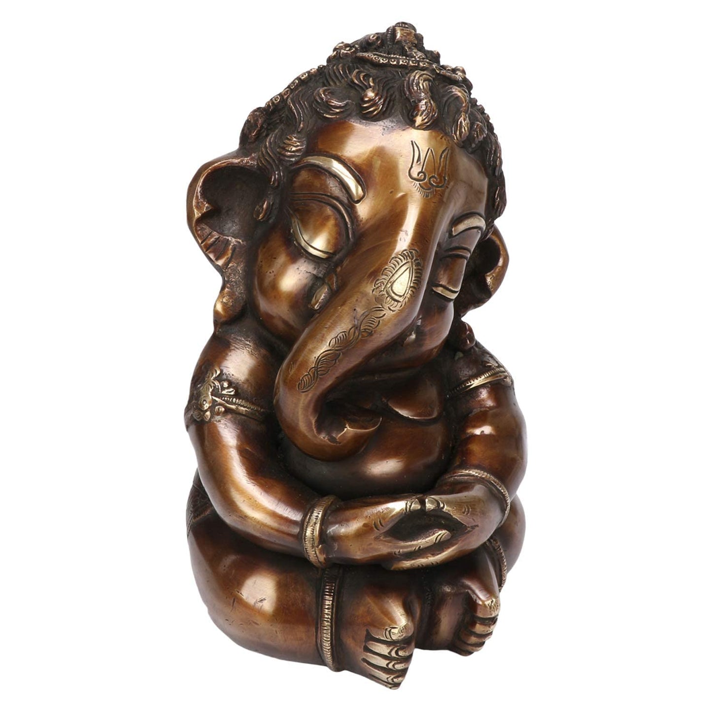 Brass Ganesha Idol for Home Decoration Ganpati Statue Murti for Gift Height 8.5 Inch Weight 5.2 Kg Color Bronze - SvarupArt