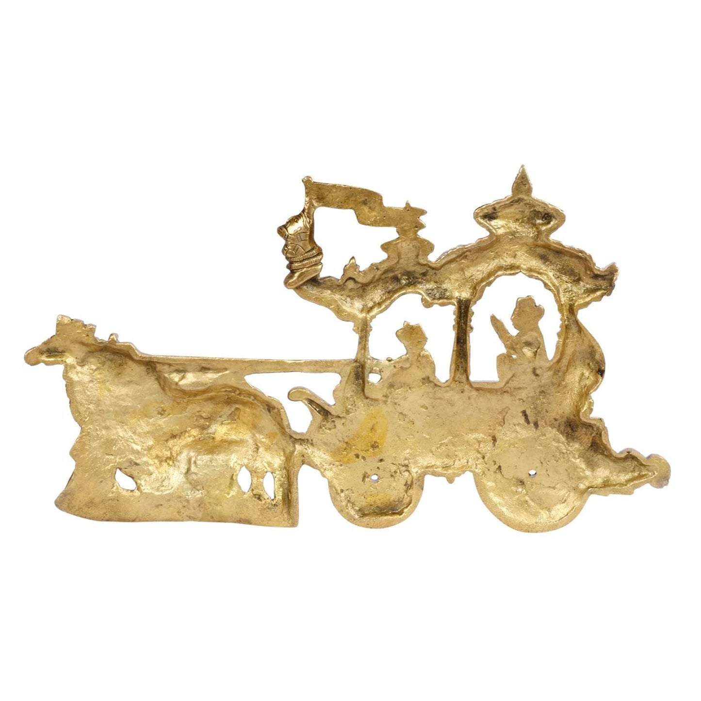 Brass Arjun Rath with Krishan Ji wall Hanging in Gold Color 13 Inch - SvarupArt