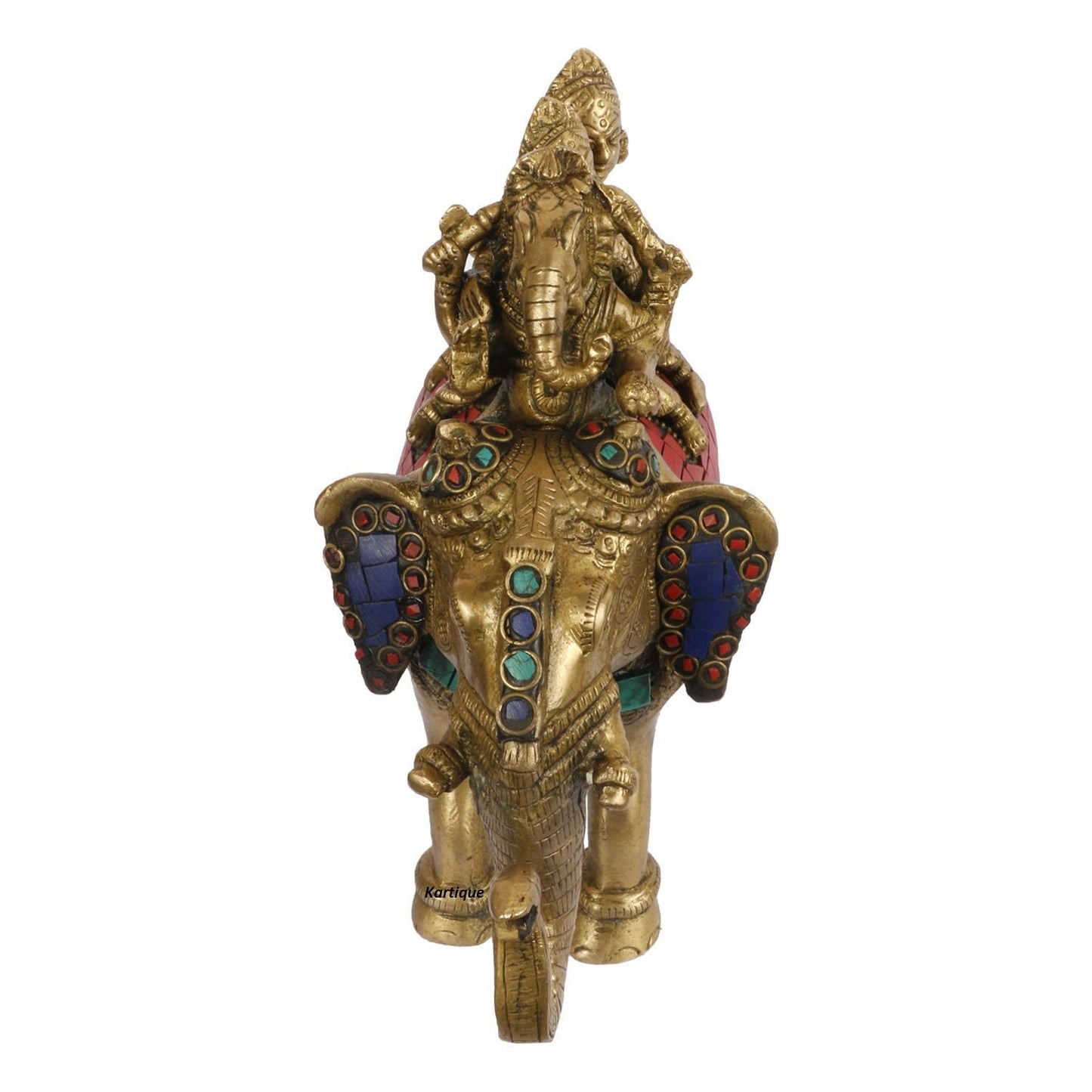 Brass Riddhi Siddhi Ganesha Idol In Multicolor Height 7.5 Inch Weight 2.7 Kg - SvarupArt