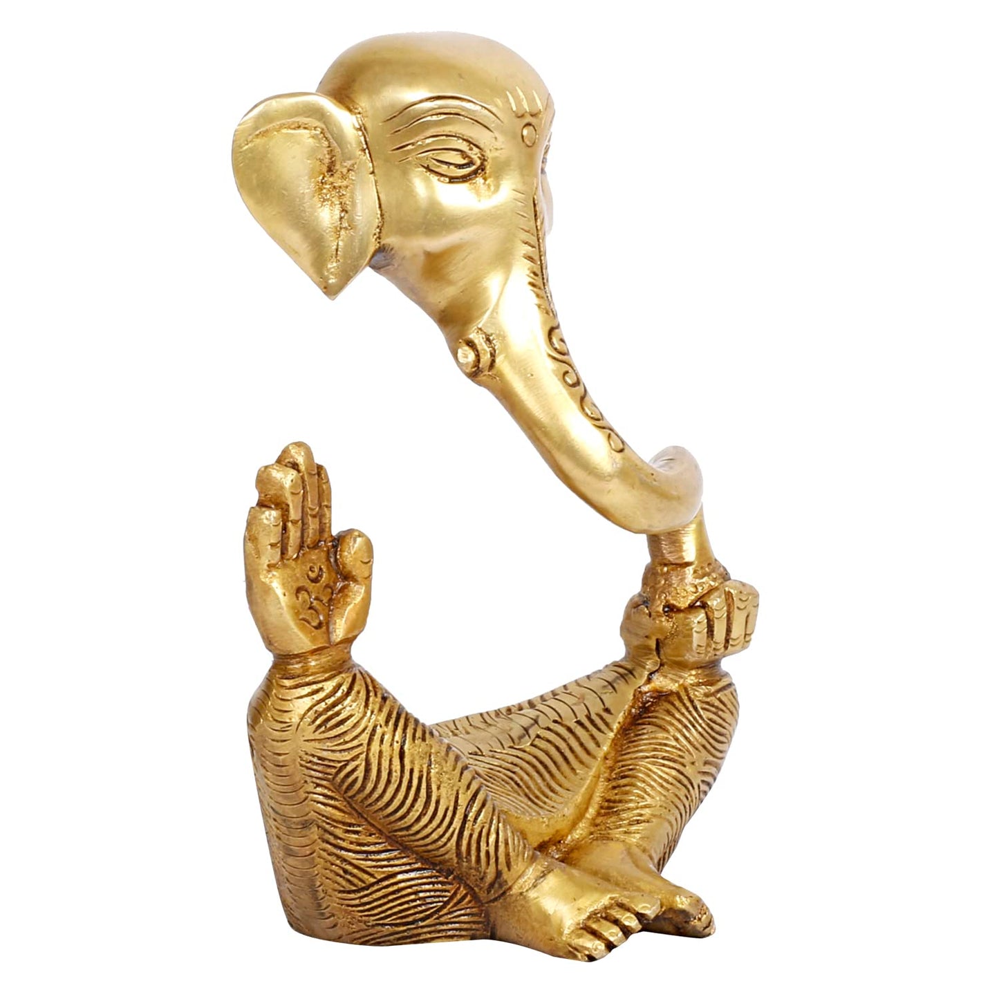 Brass Trunk Ganesha Idol Modern Art Ganesh Ganpati Murti Religious Statue for Good Luck & Success Gift Height 6 Inch. - SvarupArt