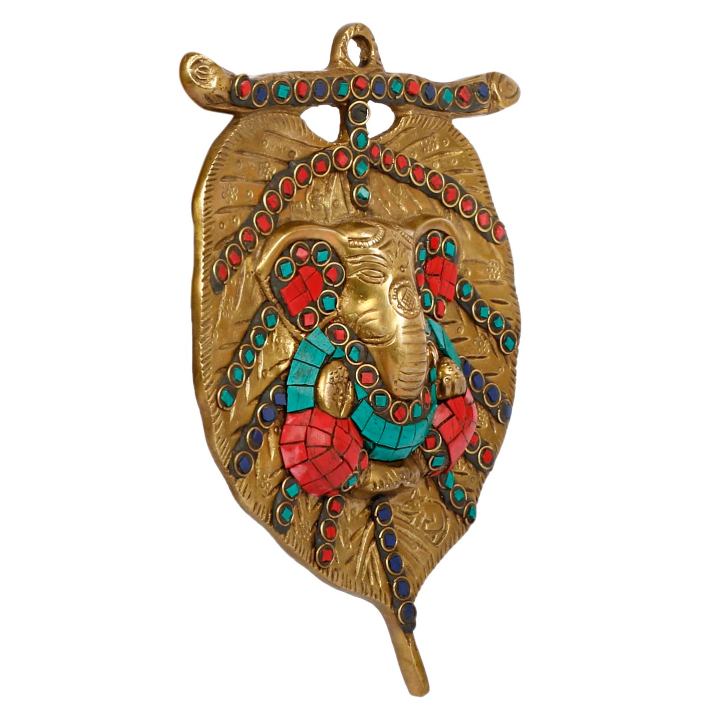 Brass Ganesh Wall Hanging Ganpati Statue On Paan Leaf Design Lord Ganesha Sculpture Idol Gifts Item/ or Home Office Decor - SvarupArt