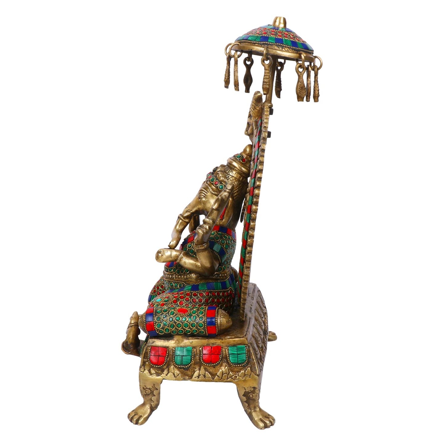 Brass Ganesha Idol for Home Decoration Ganpati Statue Murti for Gift Height 17 Inch Weight 9.5 Kg Color Multicolor - SvarupArt