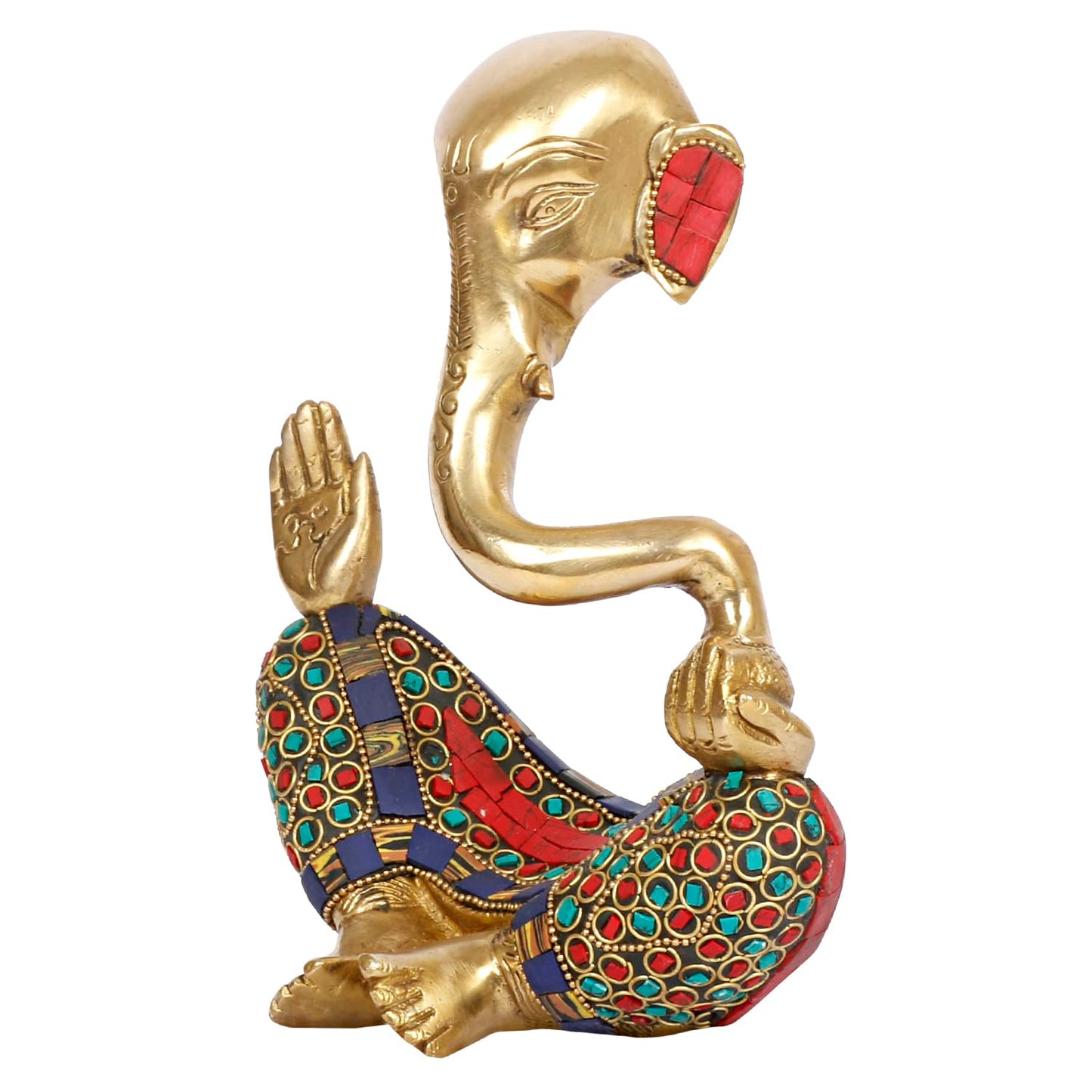 Brass Trunk Ganesha Idol Modern Art Ganesh Ganpati Murti Religious Statue for Good Luck & Success Gift Height 8 Inch. - SvarupArt