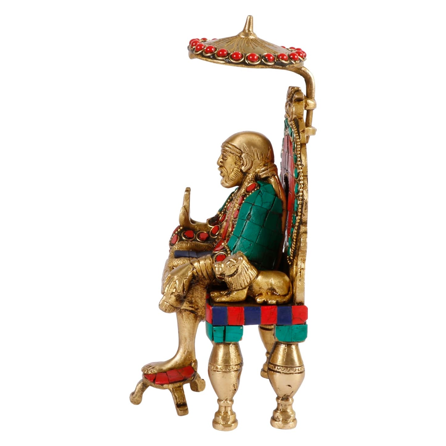 Brass Multicolour Sai Baba Murti Statue for Home Pooja Temple Height 8 Inch - SvarupArt