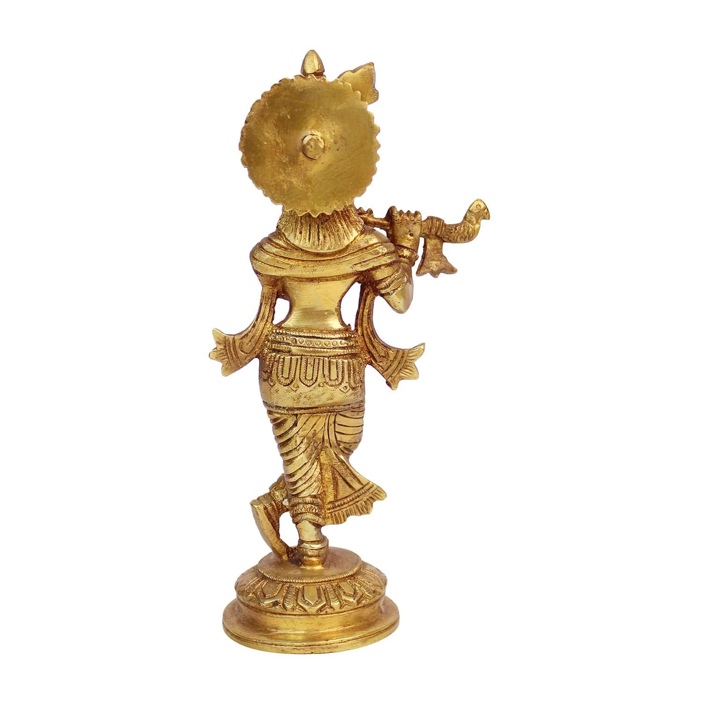 Brass Krishna Bhagwan Idol Statue God Love Murti for Home Decor Living Room Pooja Temple Sculpture Gift Height 7.5 Inch - SvarupArt