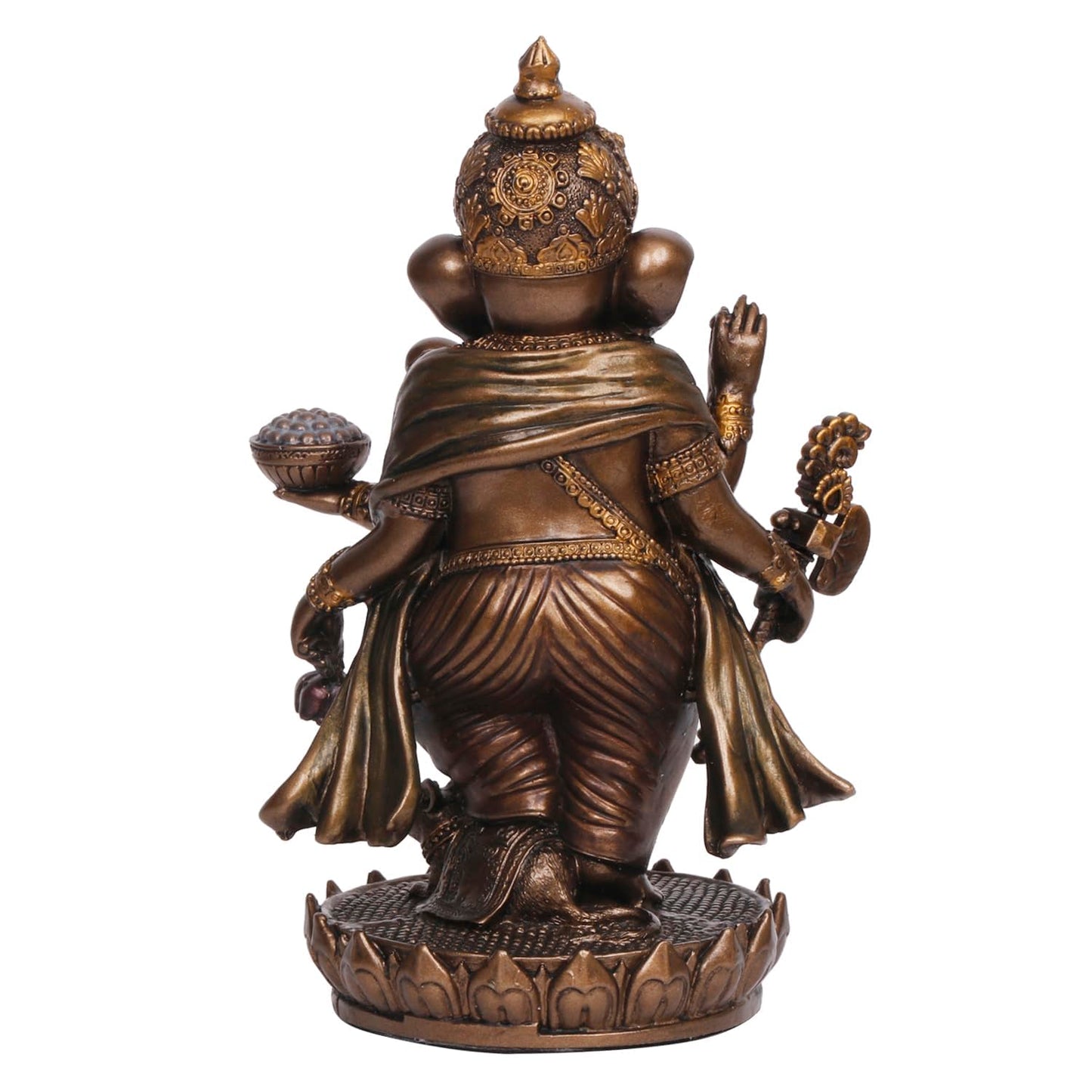 7.5-Inch Resin Ganesha Idol Standing Gracefully On A Lotus - SvarupArt