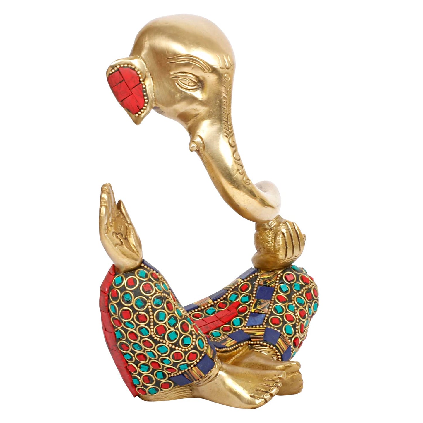 Brass Trunk Ganesha Idol Modern Art Ganesh Ganpati Murti Religious Statue for Good Luck & Success Gift Height 8 Inch. - SvarupArt