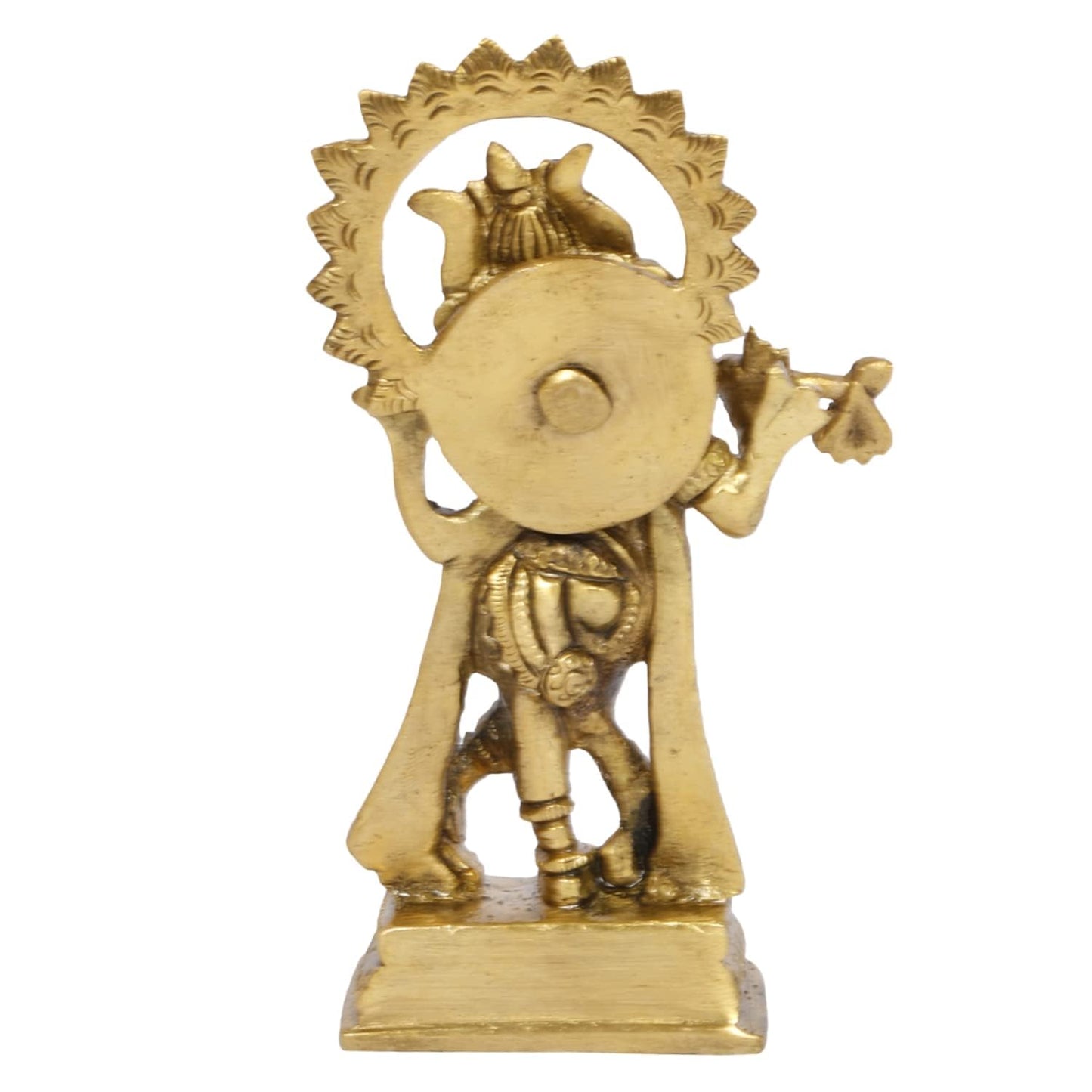 Brass Metal Lord Krishna Idol God of Love Playing Flute Height 4.75-Inch - SvarupArt