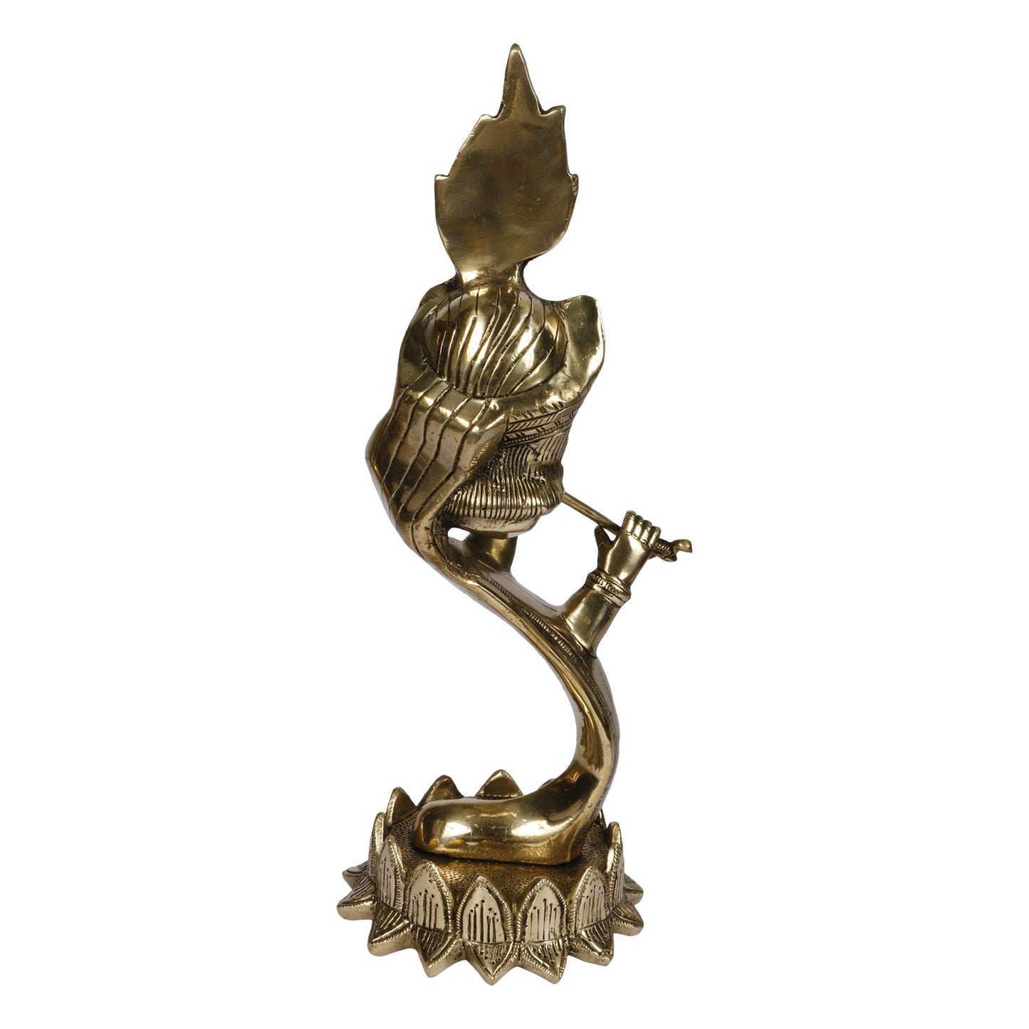 Brass Krishna Bhagwan Idol Murli Kishan Murti Playing Bansuri Gift for Home Mandir Decor Marriage Height 13 Inch - SvarupArt