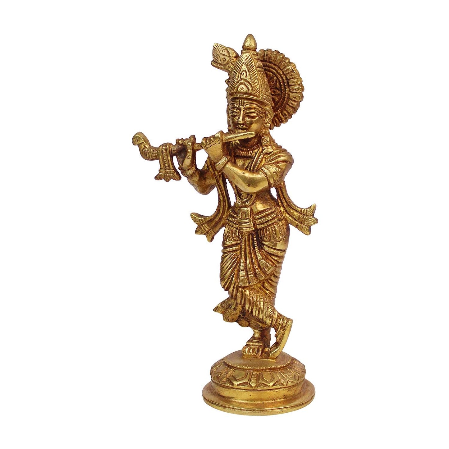 Brass Krishna Bhagwan Idol Statue God Love Murti for Home Decor Living Room Pooja Temple Sculpture Gift Height 7.5 Inch - SvarupArt