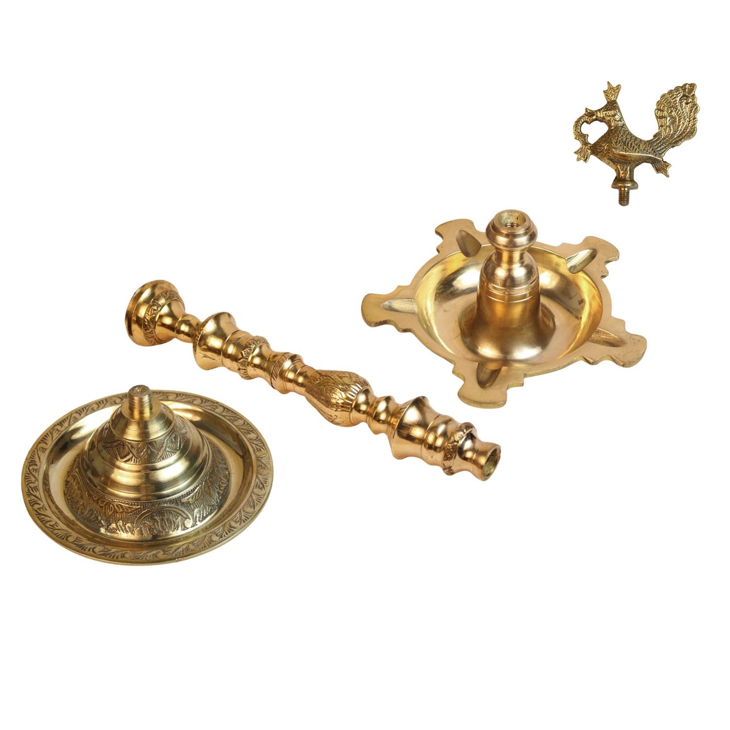 Brass Peacock Puja Lamp: Traditional Kuthuvilakku (Kuthu Vilakku) Ornamental Lamp for Entrance, Large Hall, Mandir Decor - SvarupArt