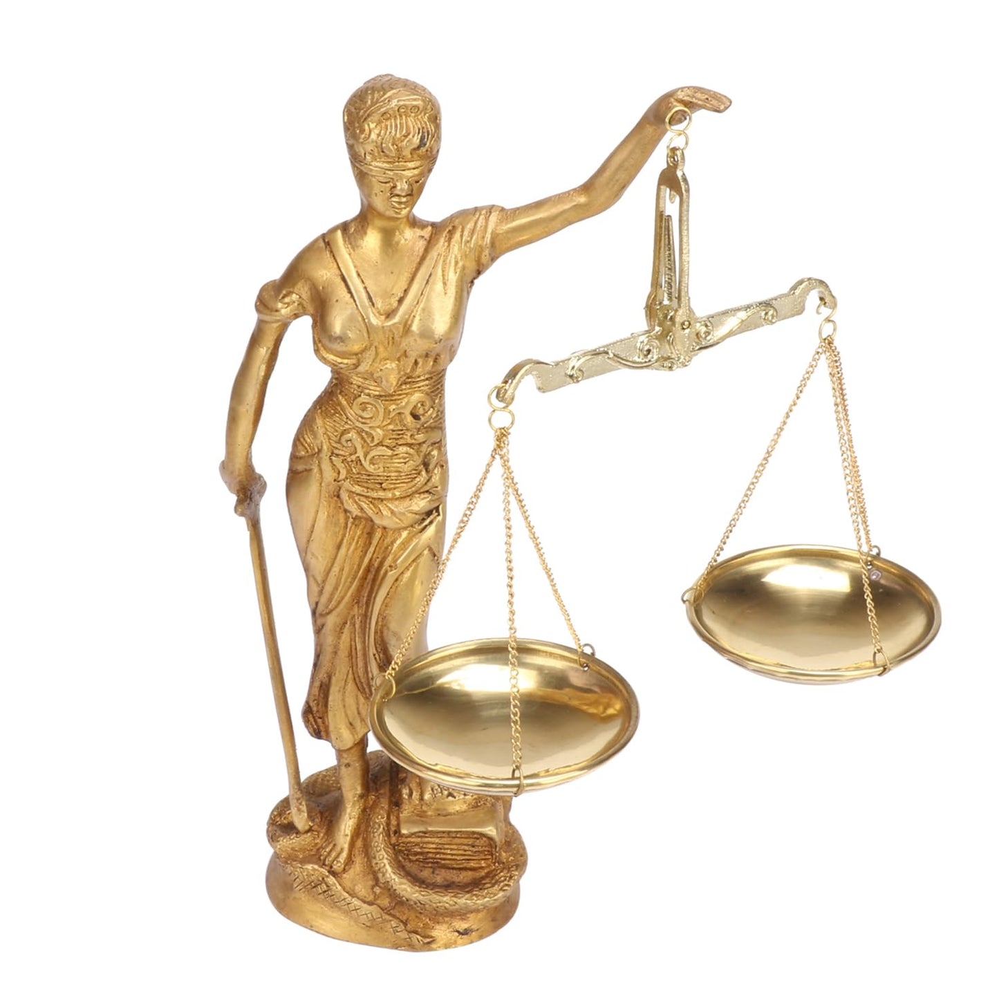 Brass Justice Lady Law and Equality Blind Folded Idol Nyay Murti For Office Home Decor Height 9.5 Inch - SvarupArt