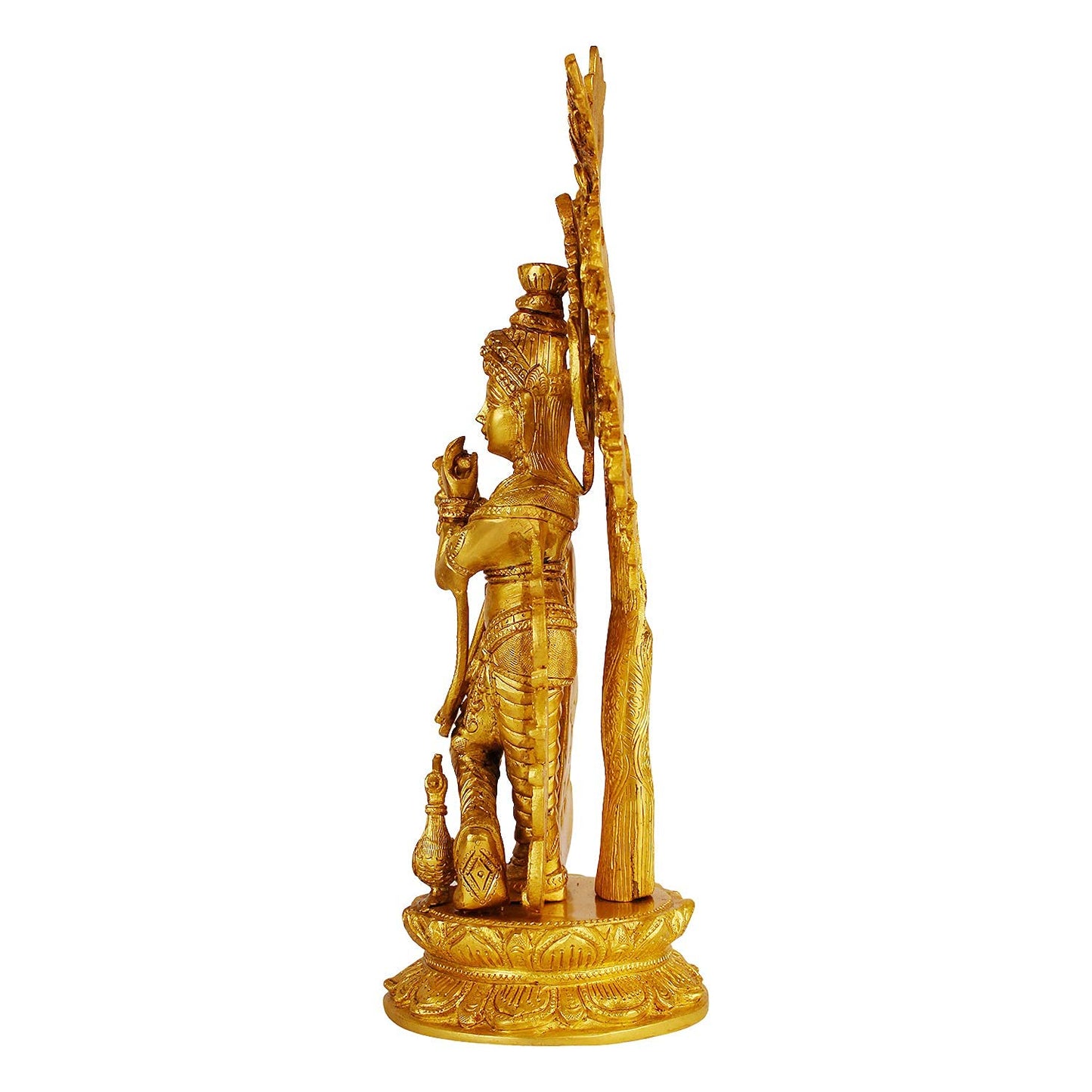 Brass Krishna Bhagwan Idol Murli Kishan Murti Playing Bansuri Gift for Home Mandir Decor Marriage Height 15 Inch - SvarupArt