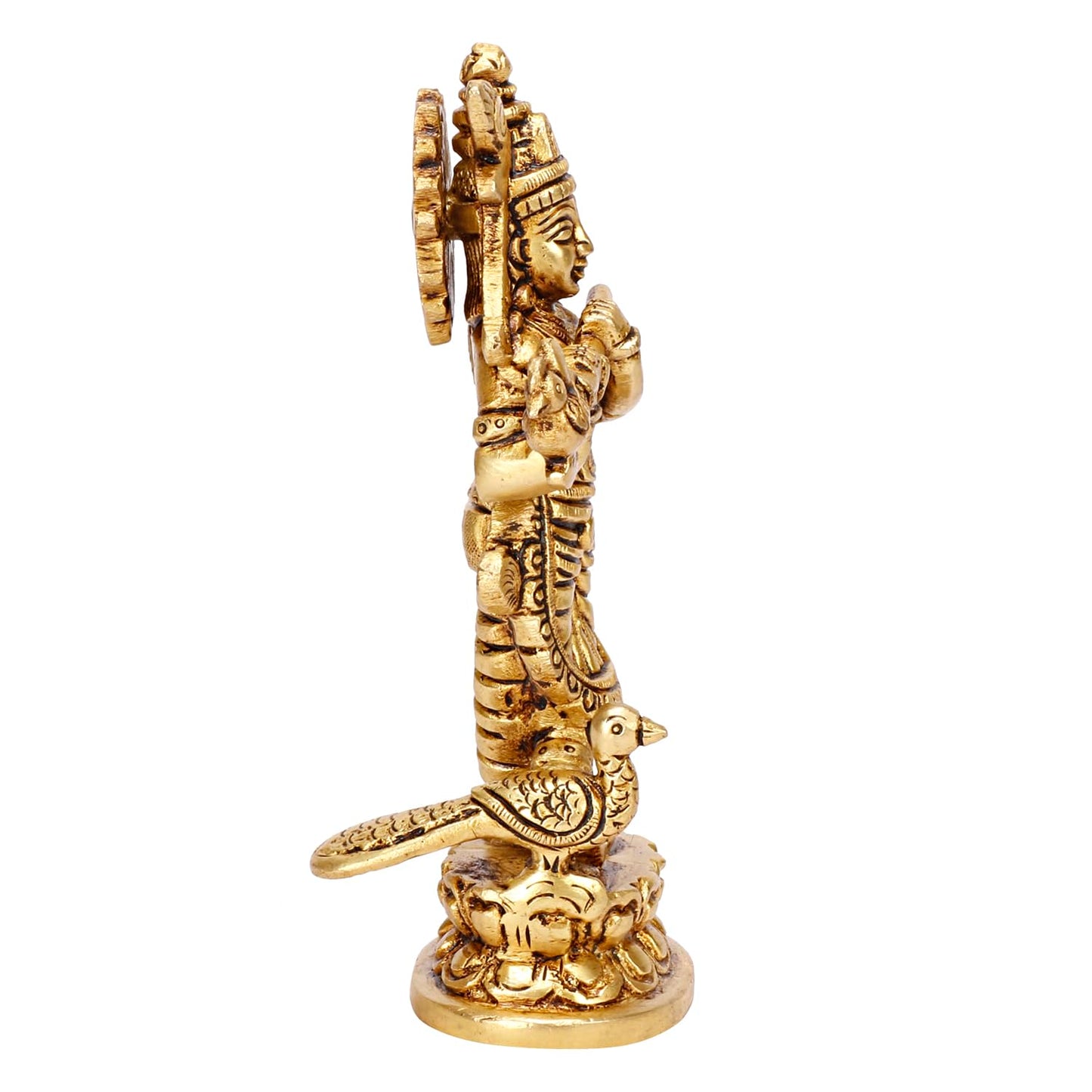Brass Lord Krishna Idol with Flute Kanha Ji ki Murti Idols For Puja Decor Gift Gold Color Height 6 Inches - SvarupArt