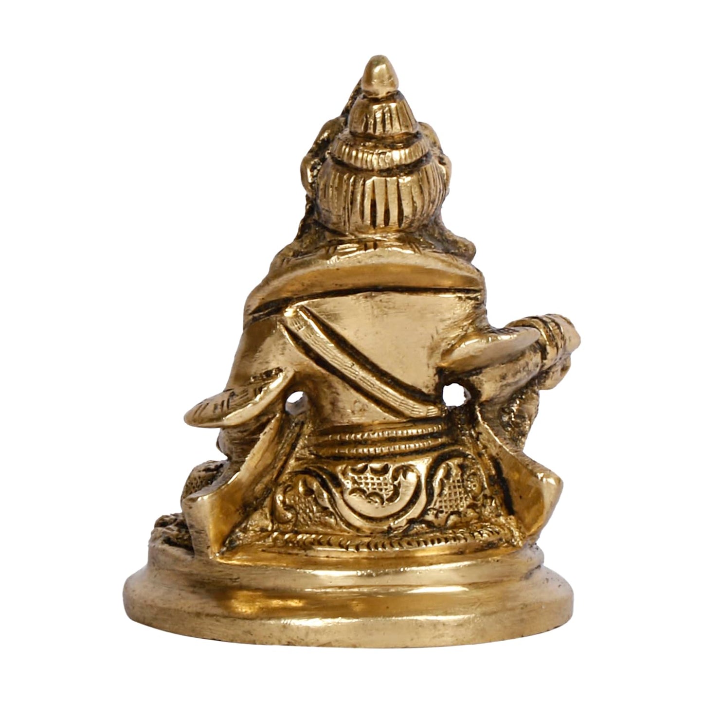 Brass Kuber Sitting Statue Yantra Showpiece Vastu Remedy Shri Kubera Idol for Good Luck Money and Feng Shui Gold Color - SvarupArt