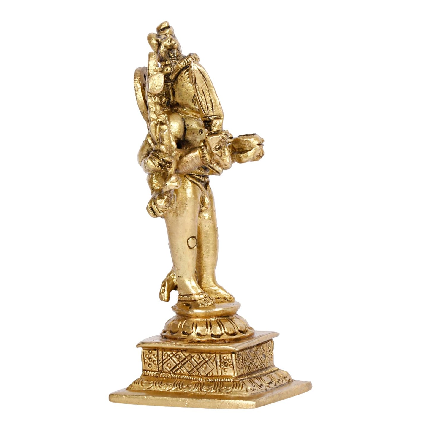 Brass Idol Kaal Bhairava Mahakala Bahirav Hindu Tantric Deity, Avatar of Siva Golden 5 Inch - SvarupArt