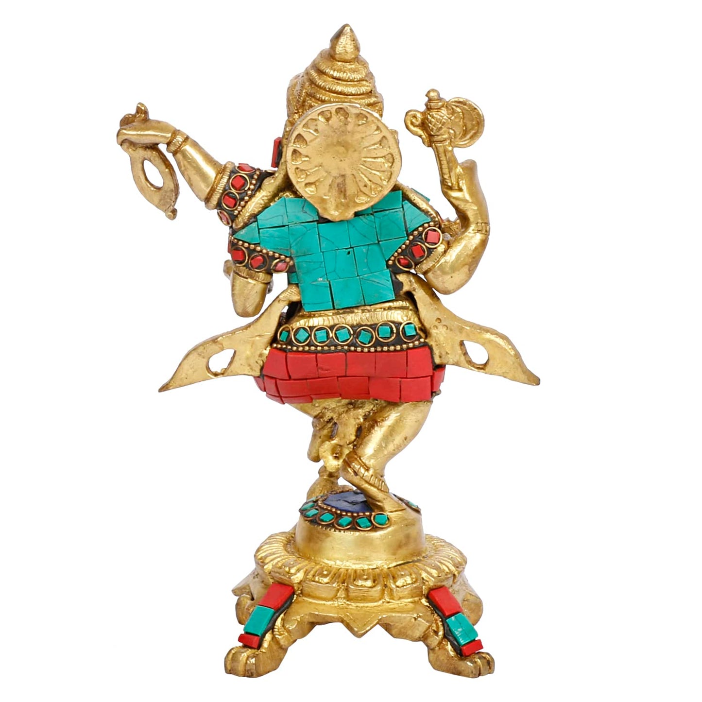 Brass Dancing Ganesha Idol Ganesha Statue Ganpati Murti for Home Entrance Decor Height 8 Inch - SvarupArt