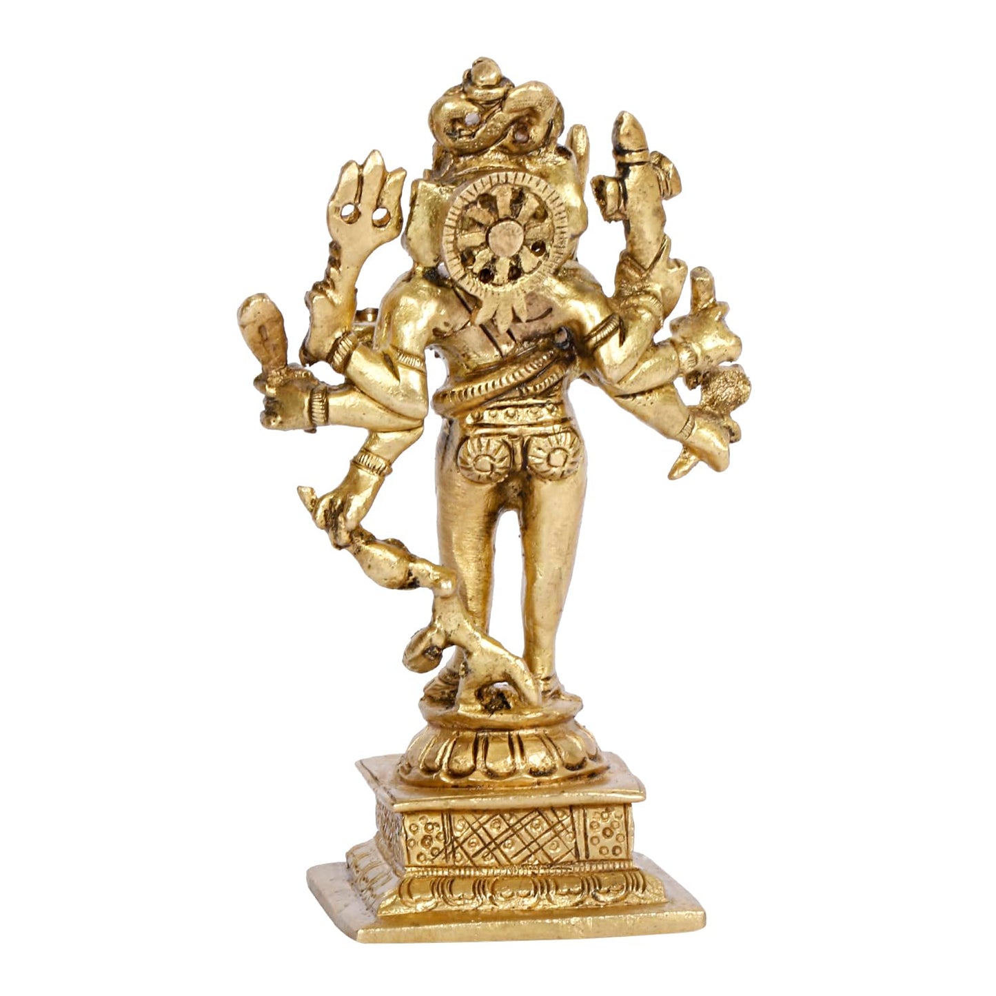 Brass Idol Kaal Bhairava Mahakala Bahirav Hindu Tantric Deity, Avatar of Siva Golden 5 Inch - SvarupArt