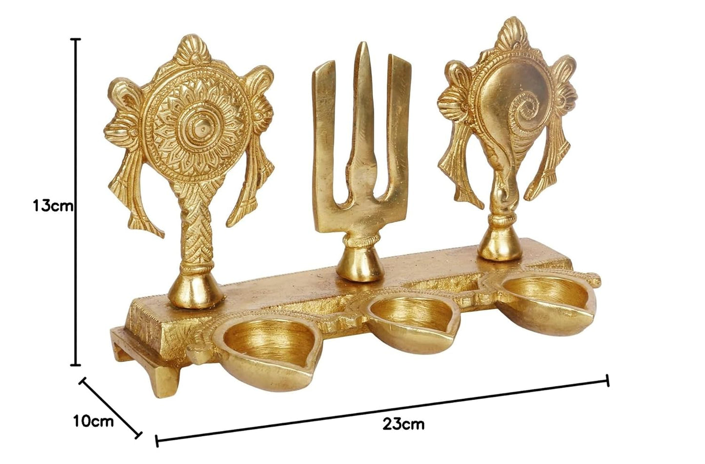 Brass Tirupati Balaji Shankh Chakra Namah Oil Lamp Diya Deepam: Ideal for Temple and Home Decoration - SvarupArt