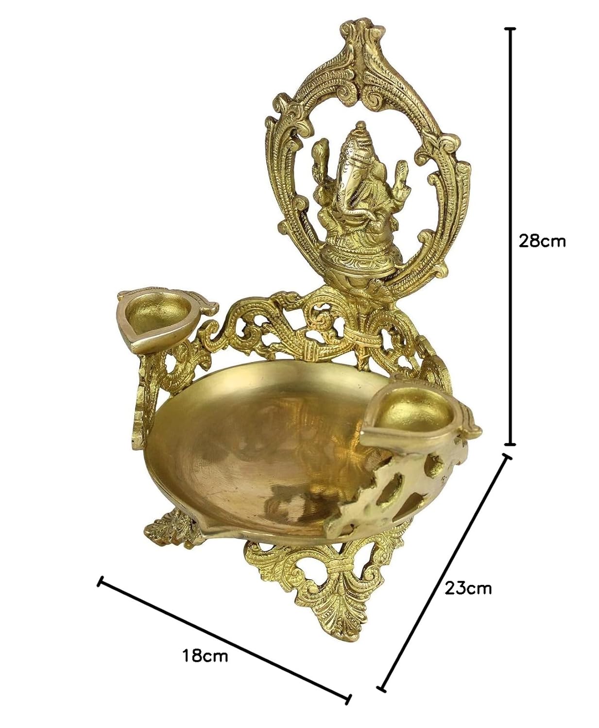 Brass Urli Diya with Ganesh Ji Top: Ideal for Temple, Table Decor & Kapoor Burner. - SvarupArt