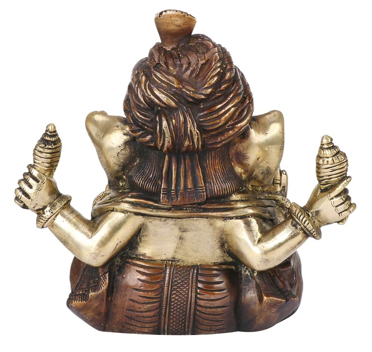 Brass Ganesha Idol for Home Decoration Ganpati Statue Murti for Gift Height 8 Inch Weight 3.8 Kg Color Brown - SvarupArt