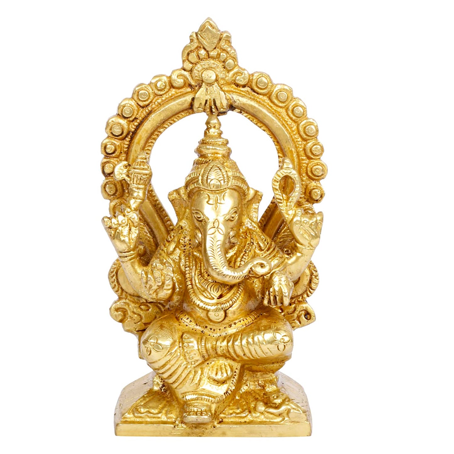 Brass Sitting Ganesha Idol Ganesha Statue Ganpati Murti for Home Entrance Decor Height 6 Inch. - SvarupArt