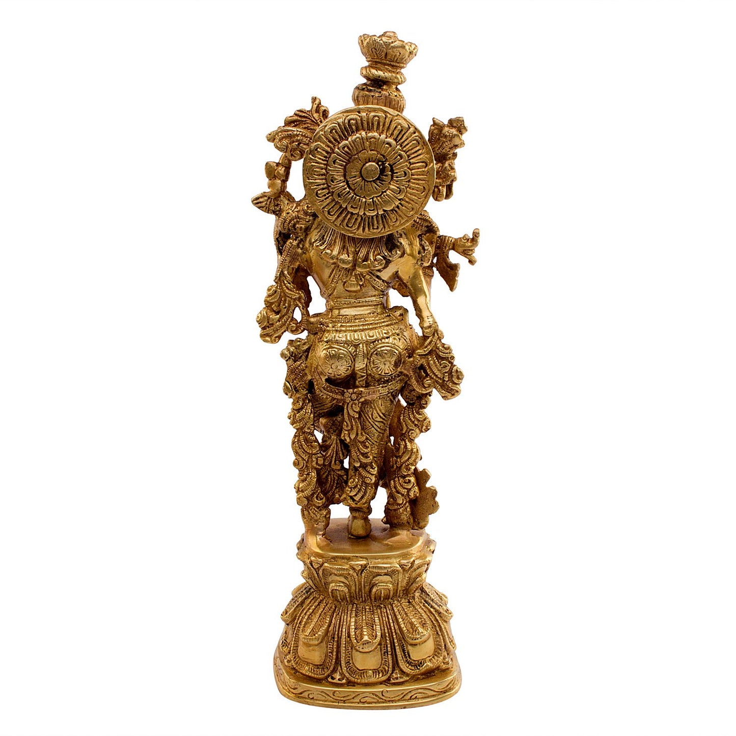 Brass Krishna Bhagwan Idol Murli Kishan Murti Playing Bansuri Gift for Home Mandir Decor Marriage Height 13 Inch - SvarupArt