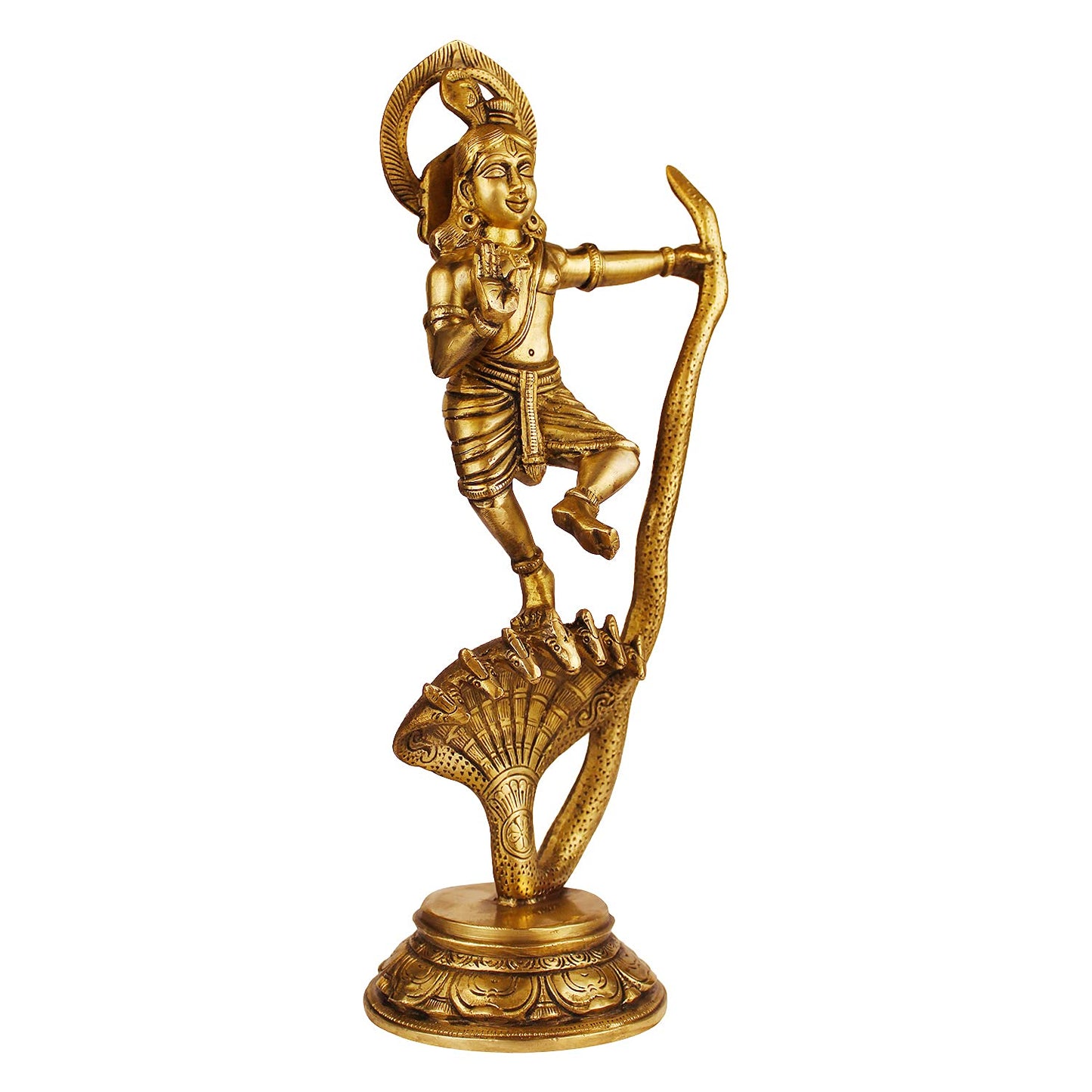 Brass Krishna Bhagwan Idol Murli Kishan Murti Playing Bansuri Gift for Home Mandir Decor Marriage Height 13 Inch - SvarupArt