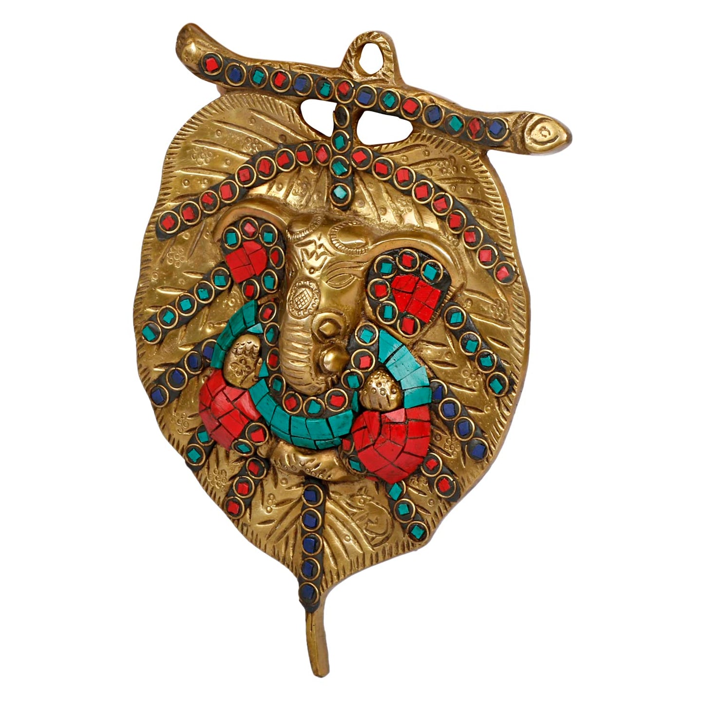 Brass Ganesh Wall Hanging Ganpati Statue On Paan Leaf Design Lord Ganesha Sculpture Idol Gifts Item/ or Home Office Decor - SvarupArt